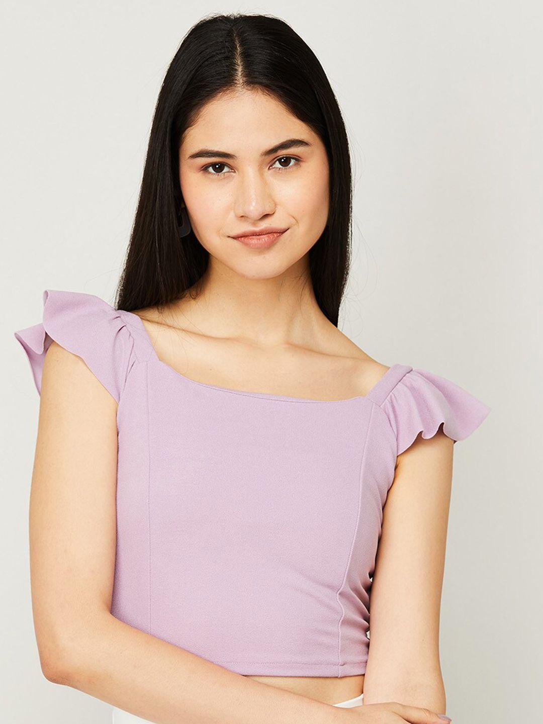 Ginger by Lifestyle Women Purple Crop Top Price in India