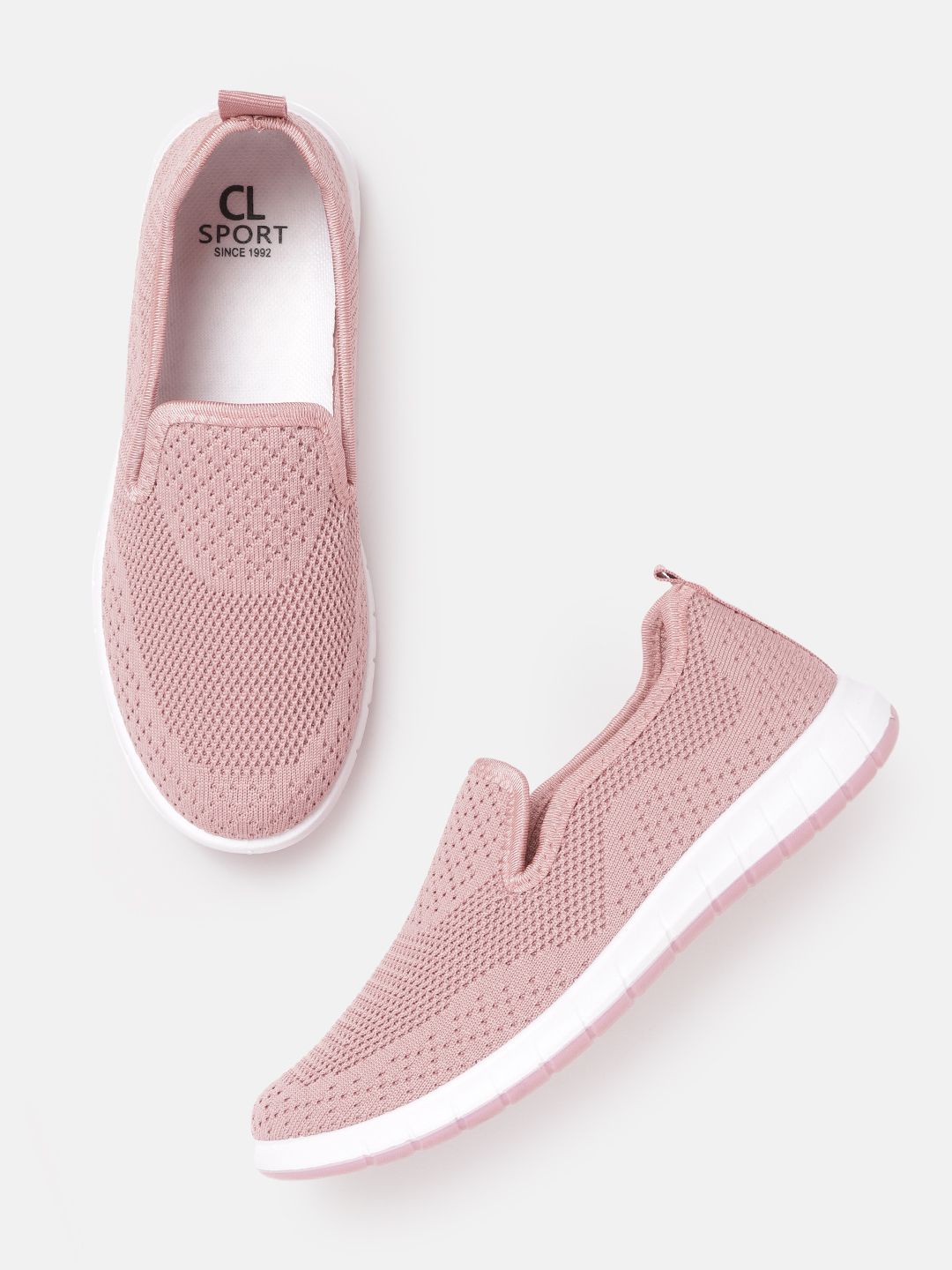 Carlton London sports Women Pink Woven Design Slip-On Sneakers Price in India