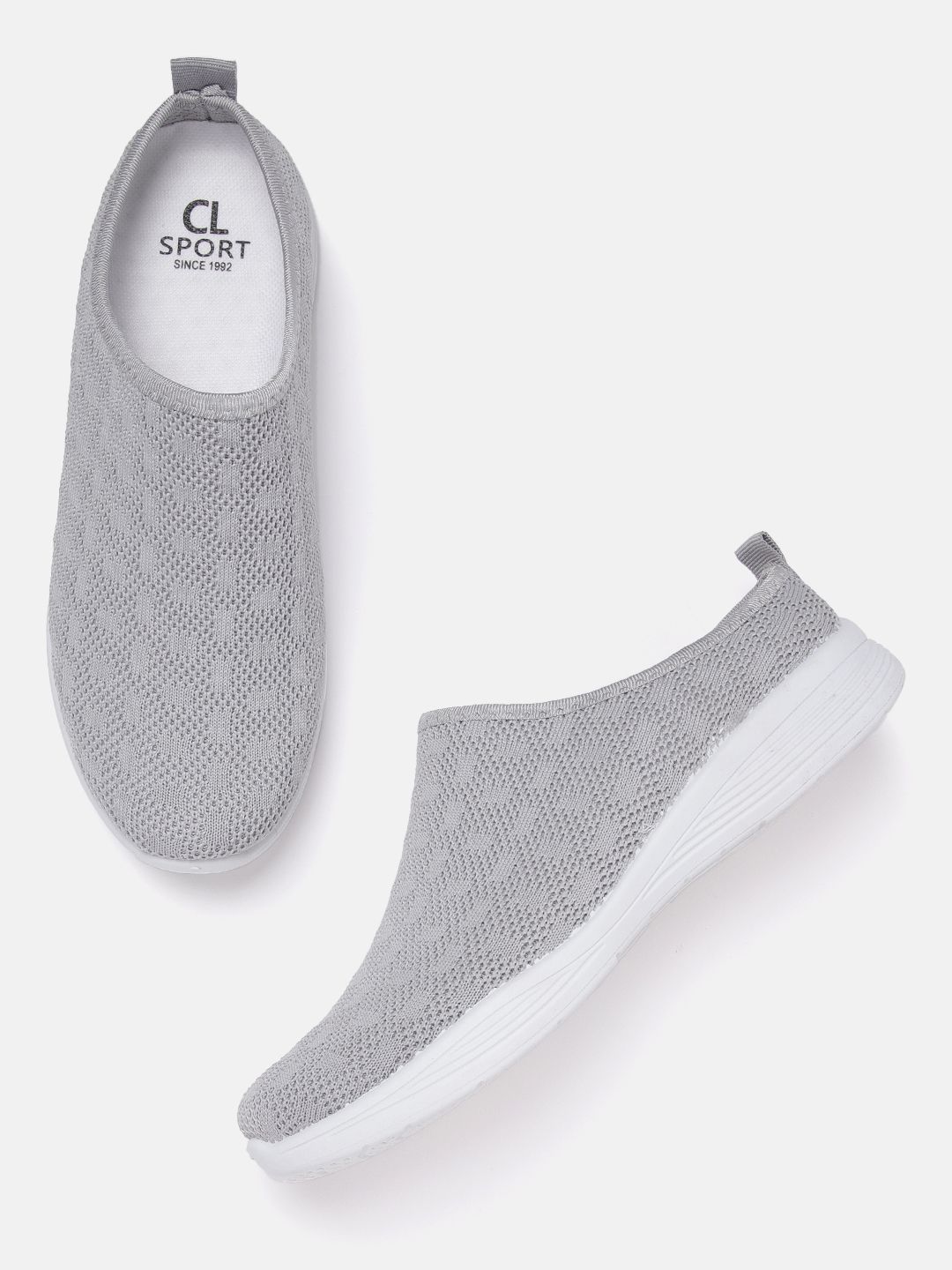 Carlton London sports Women Grey Woven Design Slip-On Sneakers Price in India