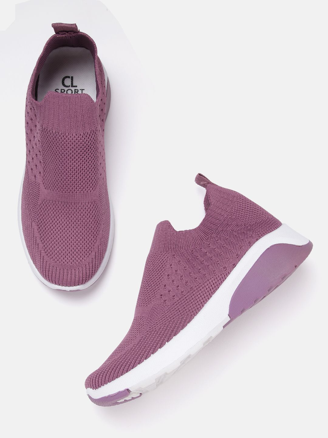 Carlton London sports Women Purple Woven Design Wedge Slip-On Sneakers Price in India