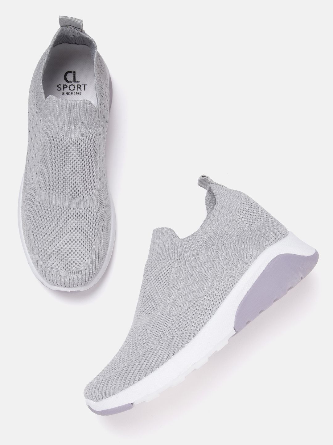 Carlton London sports Women Grey Woven Design Slip-On Sneakers Price in India