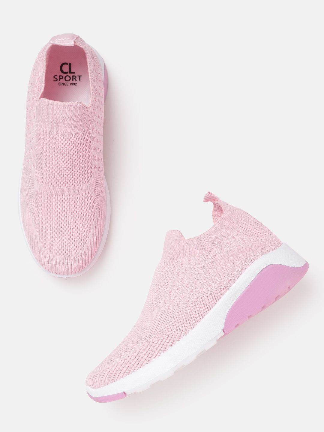 Carlton London sports Women Pink Woven Design Slip-On Sneakers Price in India