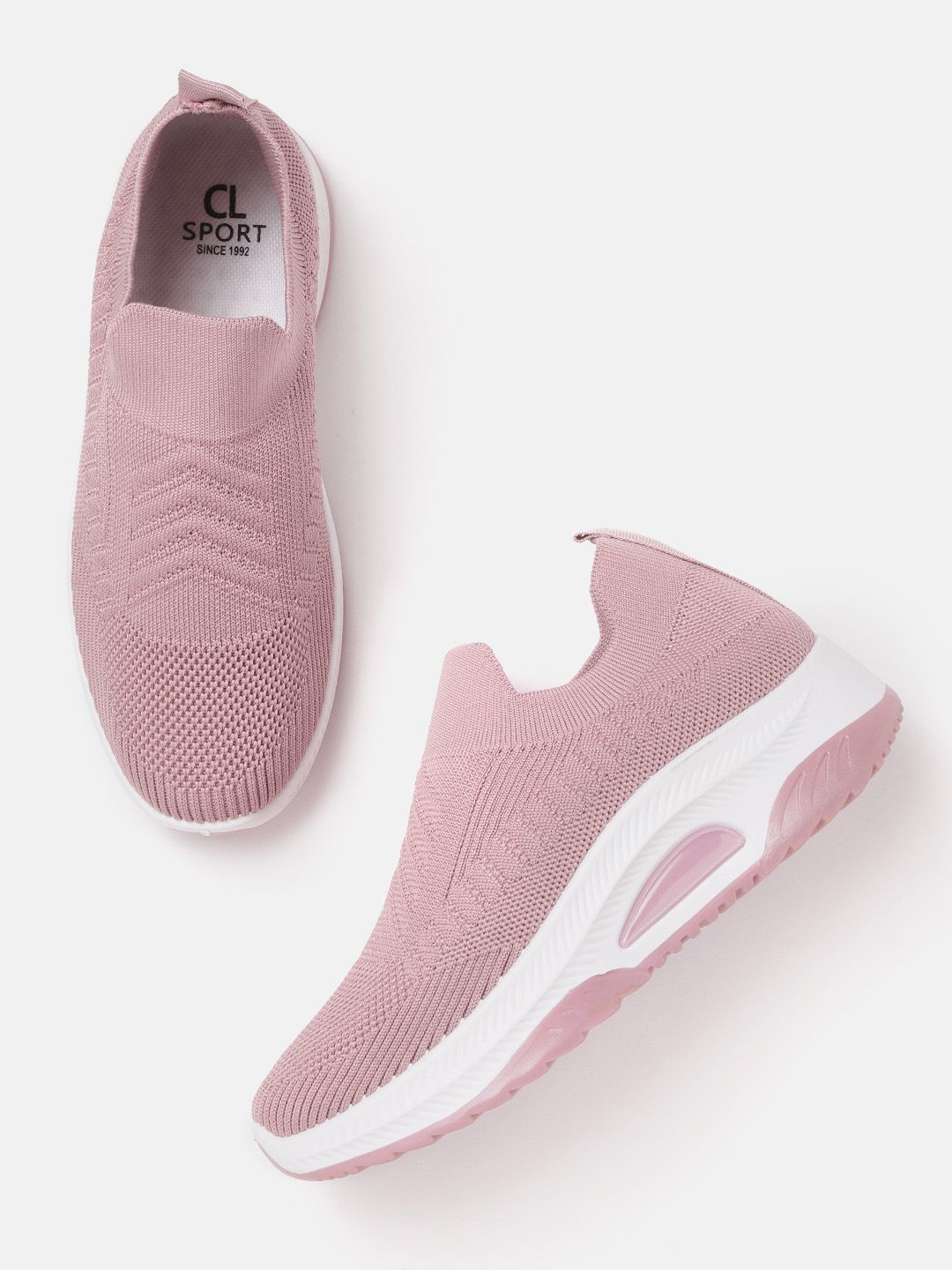 Carlton London sports Women Dusty Pink Woven Design Slip-On Sneakers Price in India