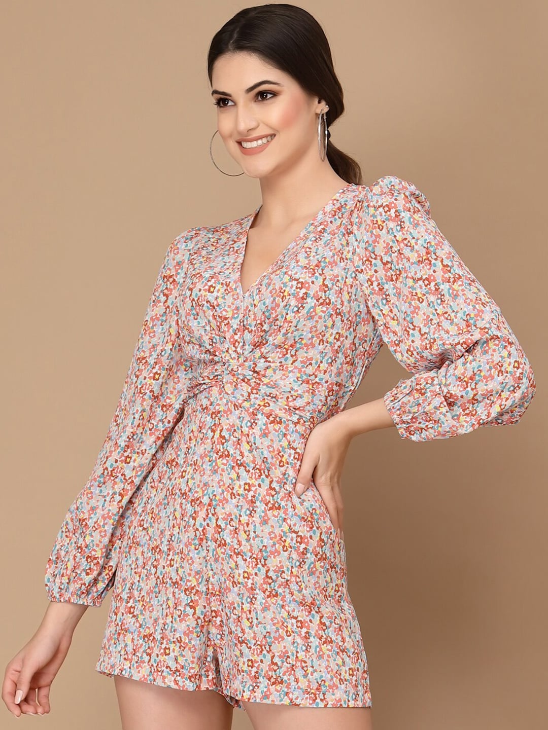 KASSUALLY Red & Brown Printed Jumpsuit Price in India