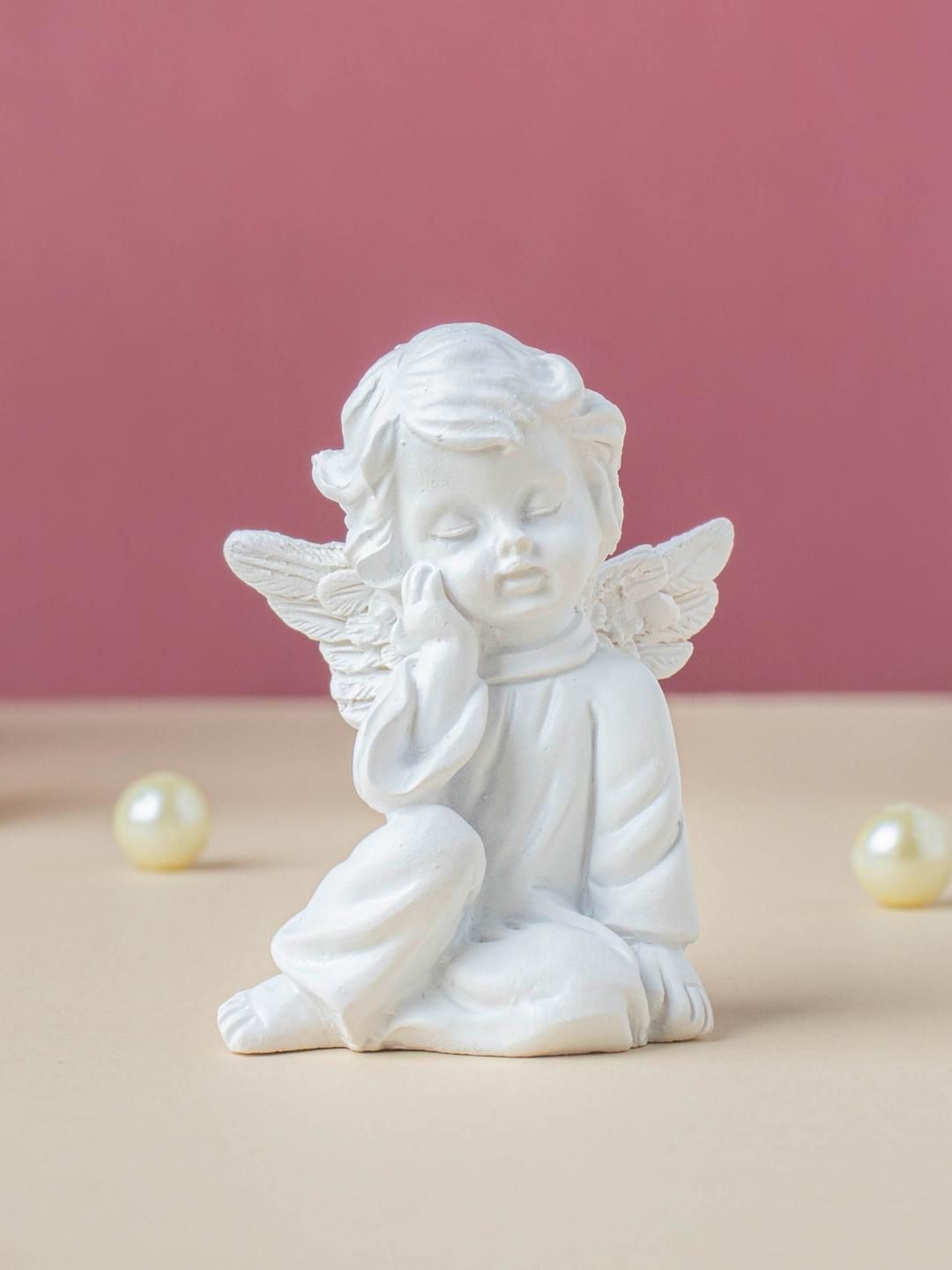 Nestasia White Solid Sitting Angel Figurine Price in India