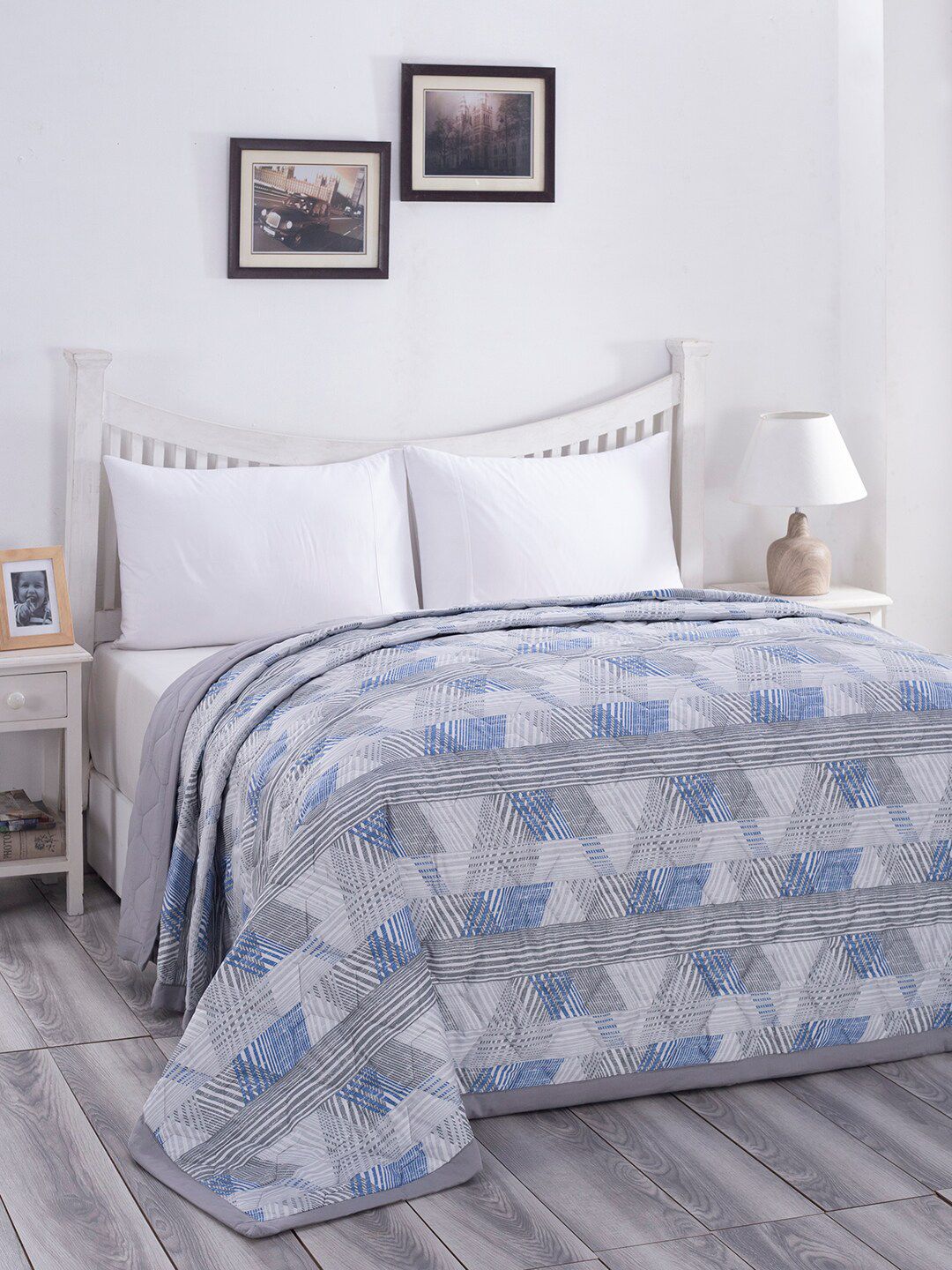 MASPAR Blue & Grey AC Room 120 GSM Double Bed Quilt Price in India