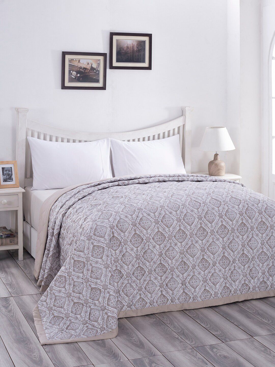 MASPAR Beige & Off White Ethnic Motifs AC Room 120 GSM Double Bed Quilt Price in India