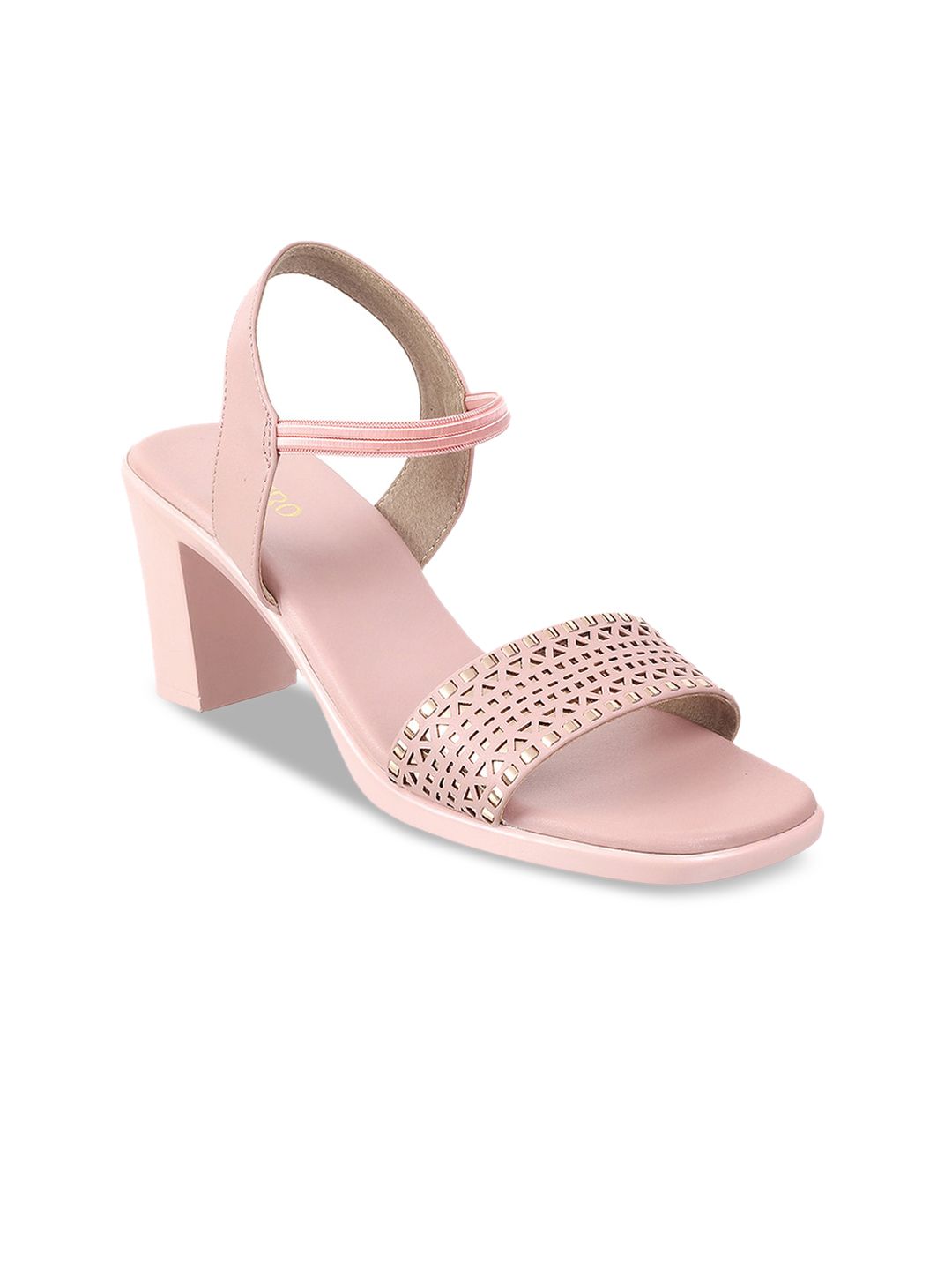 Metro Pink Block Embellished Back Strap Heels