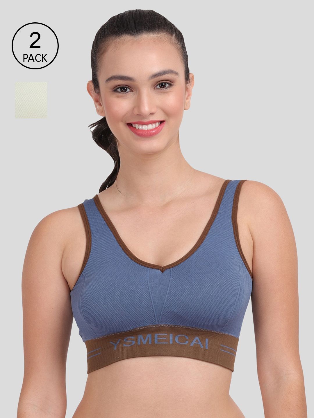 Amour Secret Women Set Of 2 Blue-Green Lightly Padded Sports Bra Price in India