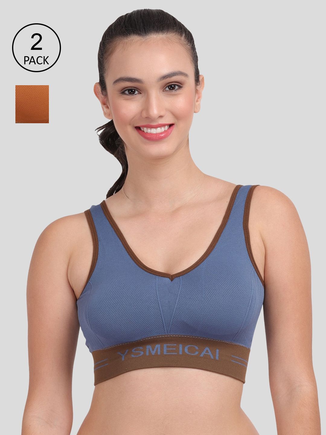 Amour Secret Pack Of 2 Blue & Rust Bra Price in India