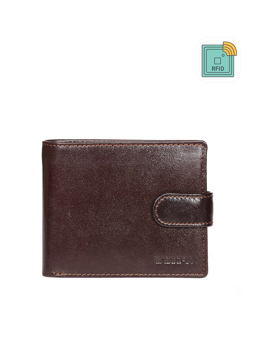 Sassora Men Brown Leather Two Fold Wallet