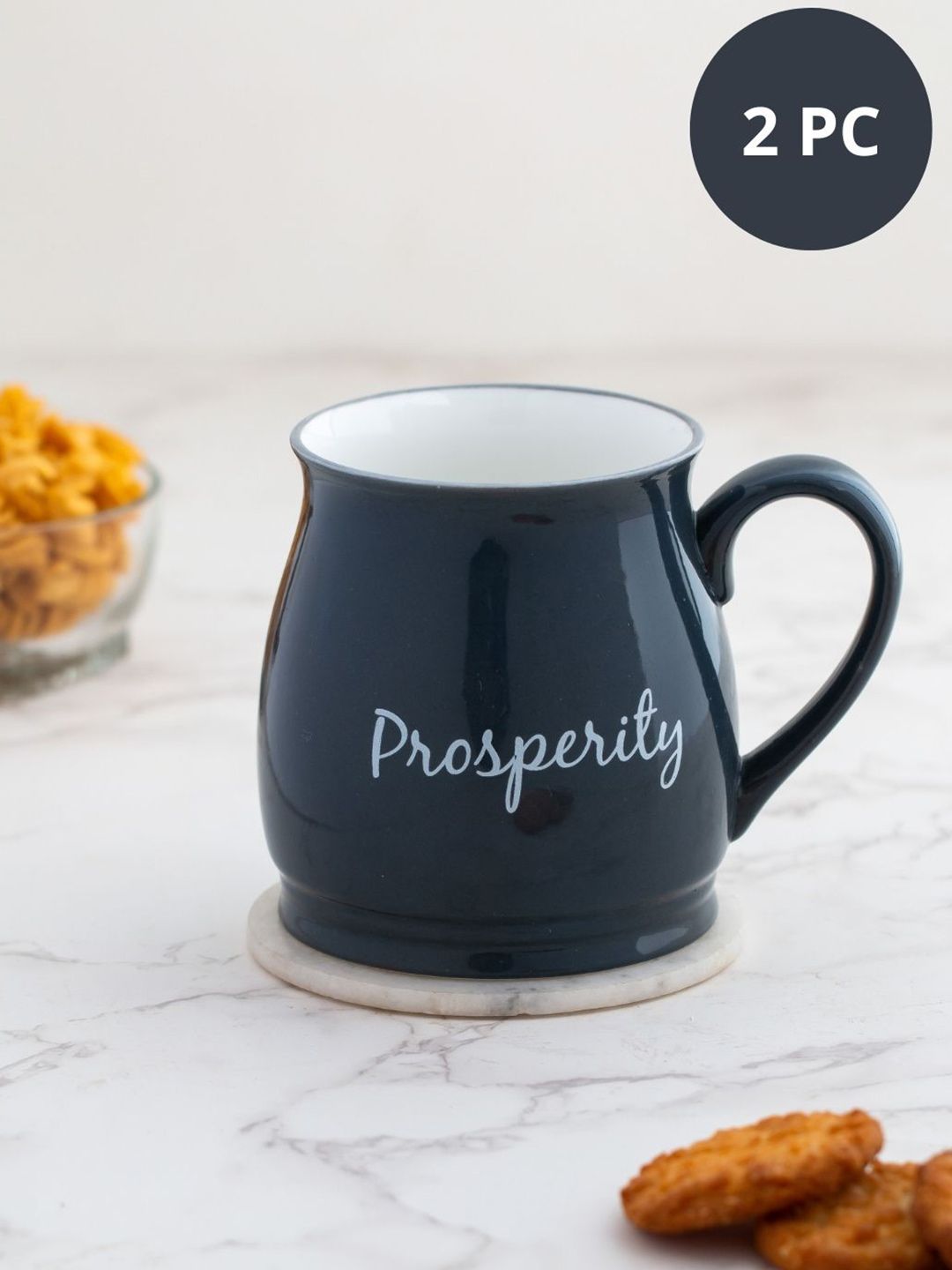 JCPL Pack Of 2 Black & White Text Printed Ceramic Glossy Mugs Price in India