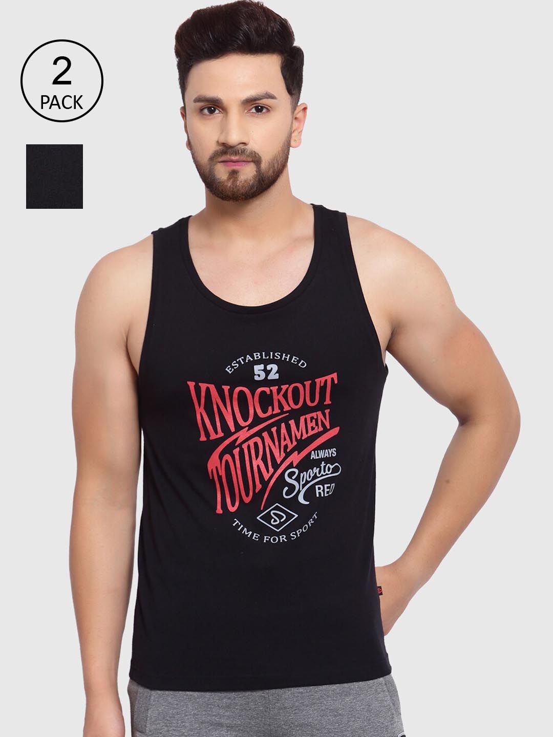 SPORTO Men Pack of 2 Printed Cotton Innerwear Vests