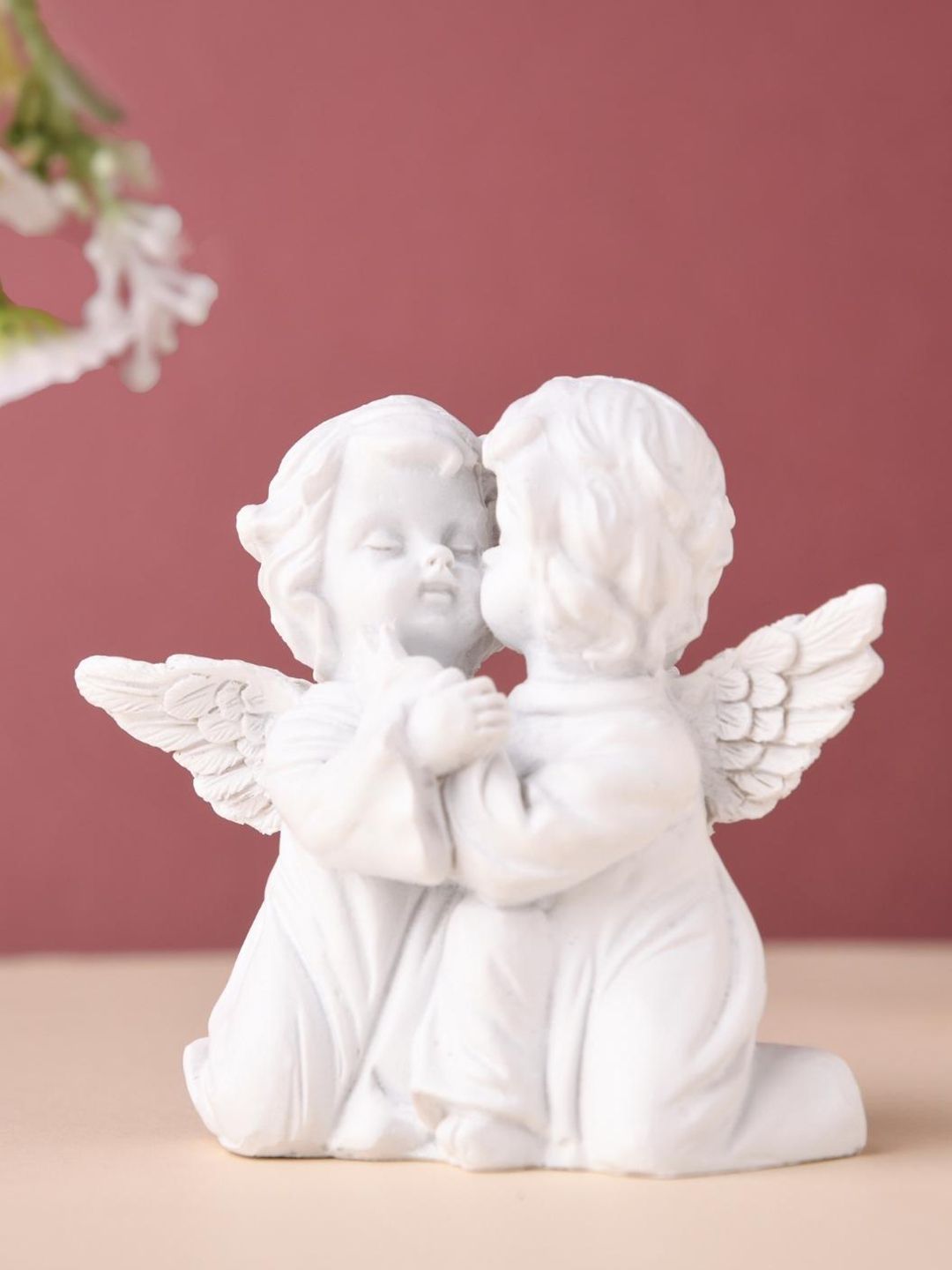 Nestasia White Textured Twin Angel Showpiece Price in India