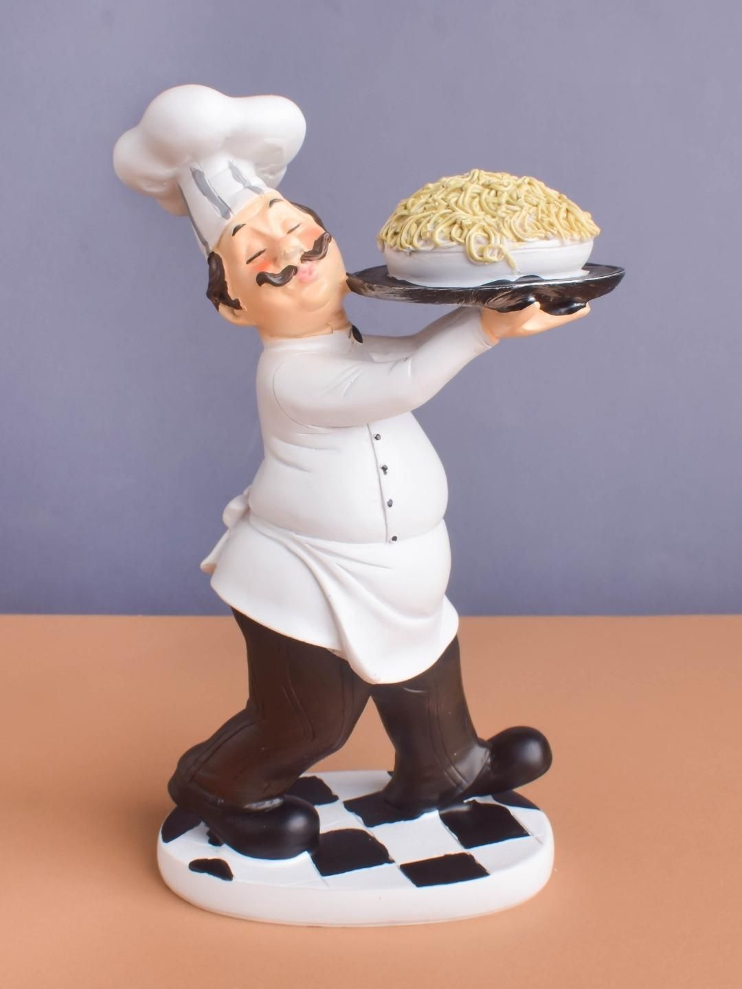 Nestasia White & Black Chef Figurine With Noodles Showpiece Price in India