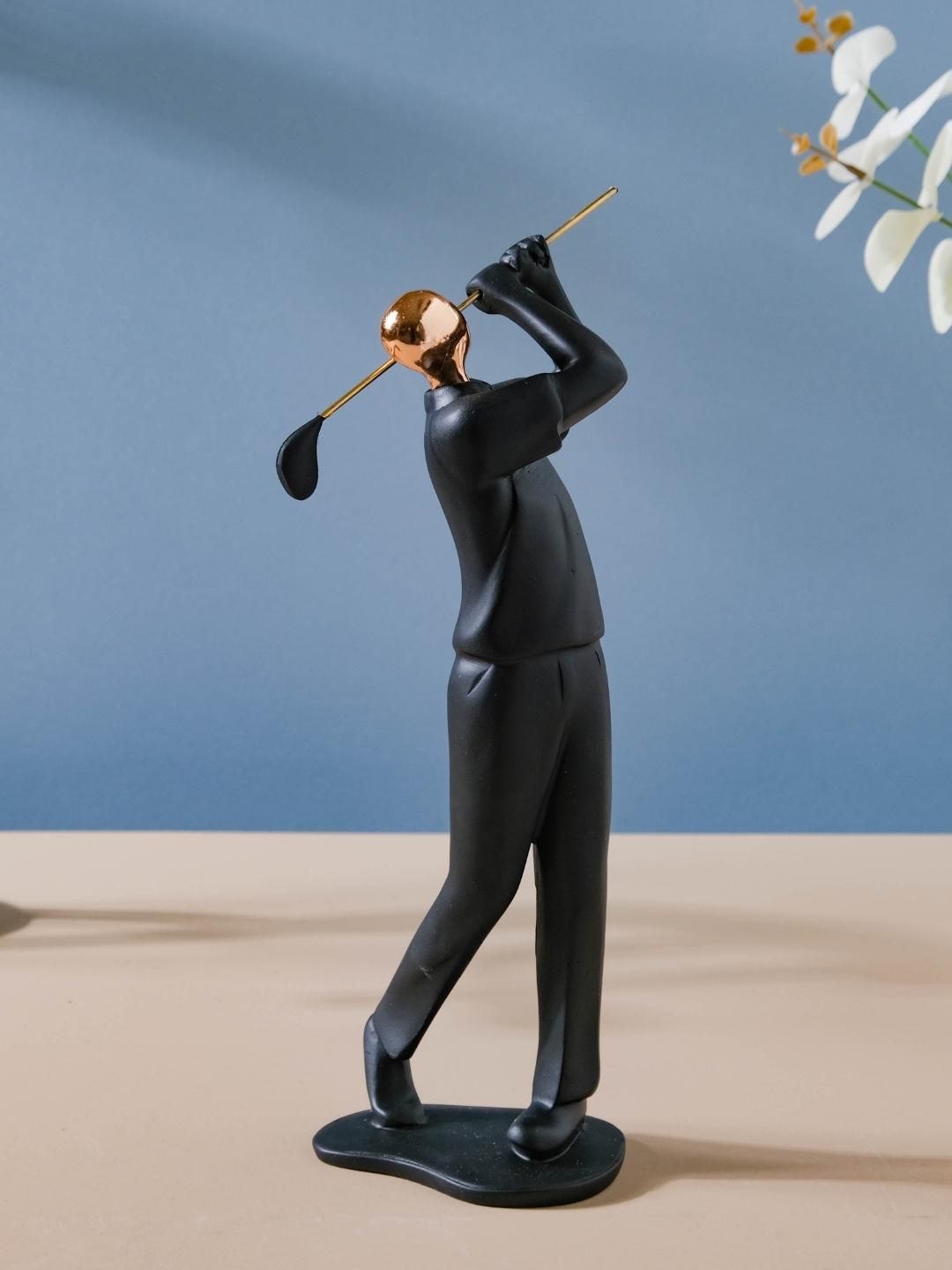 Nestasia Black & Gold-Toned Golf Athlete Figurine Showpiece Price in India
