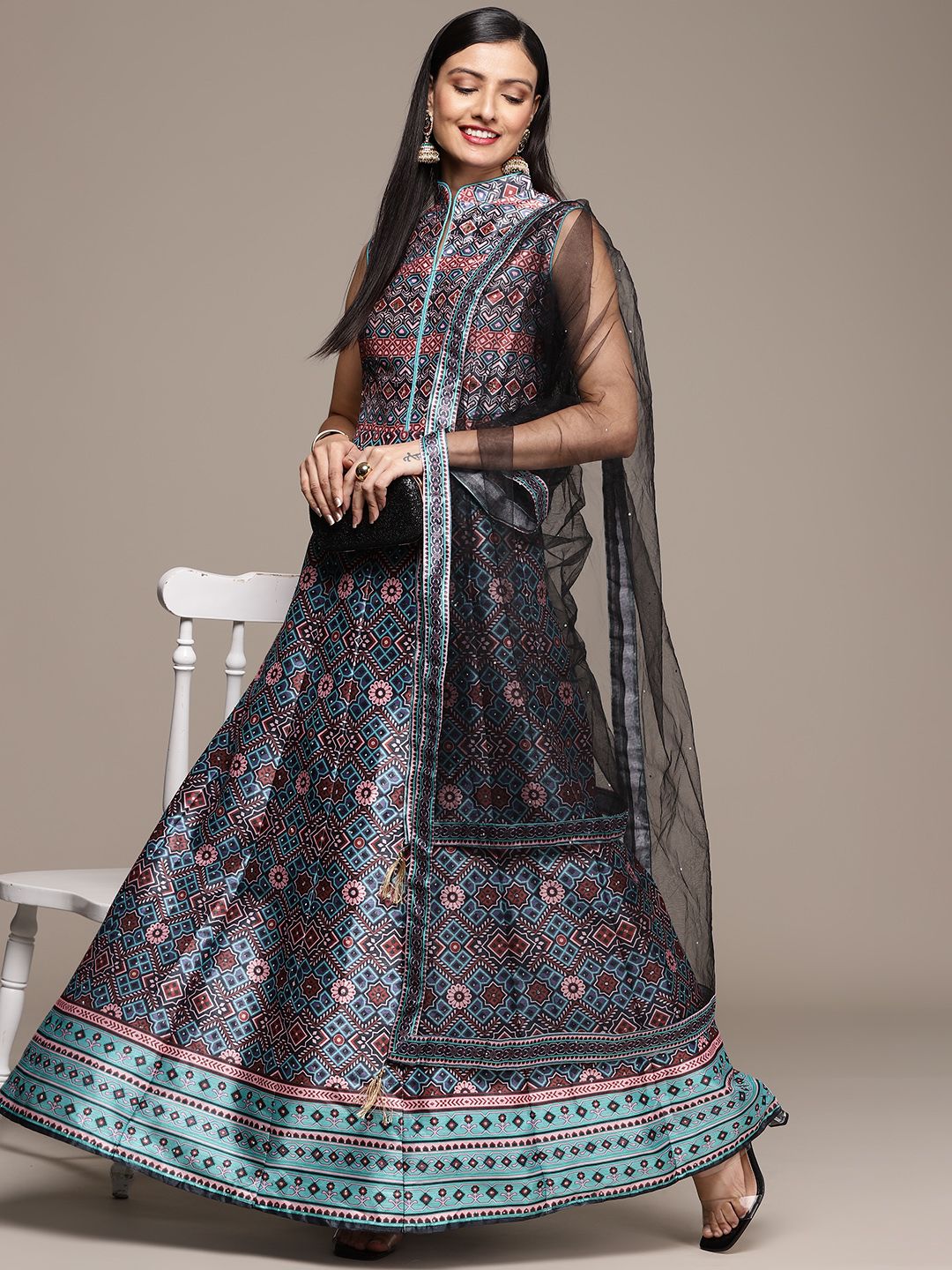 SAARYA Woman Ethnic Motifs Ethnic Maxi Dress With Dupatta Price in India