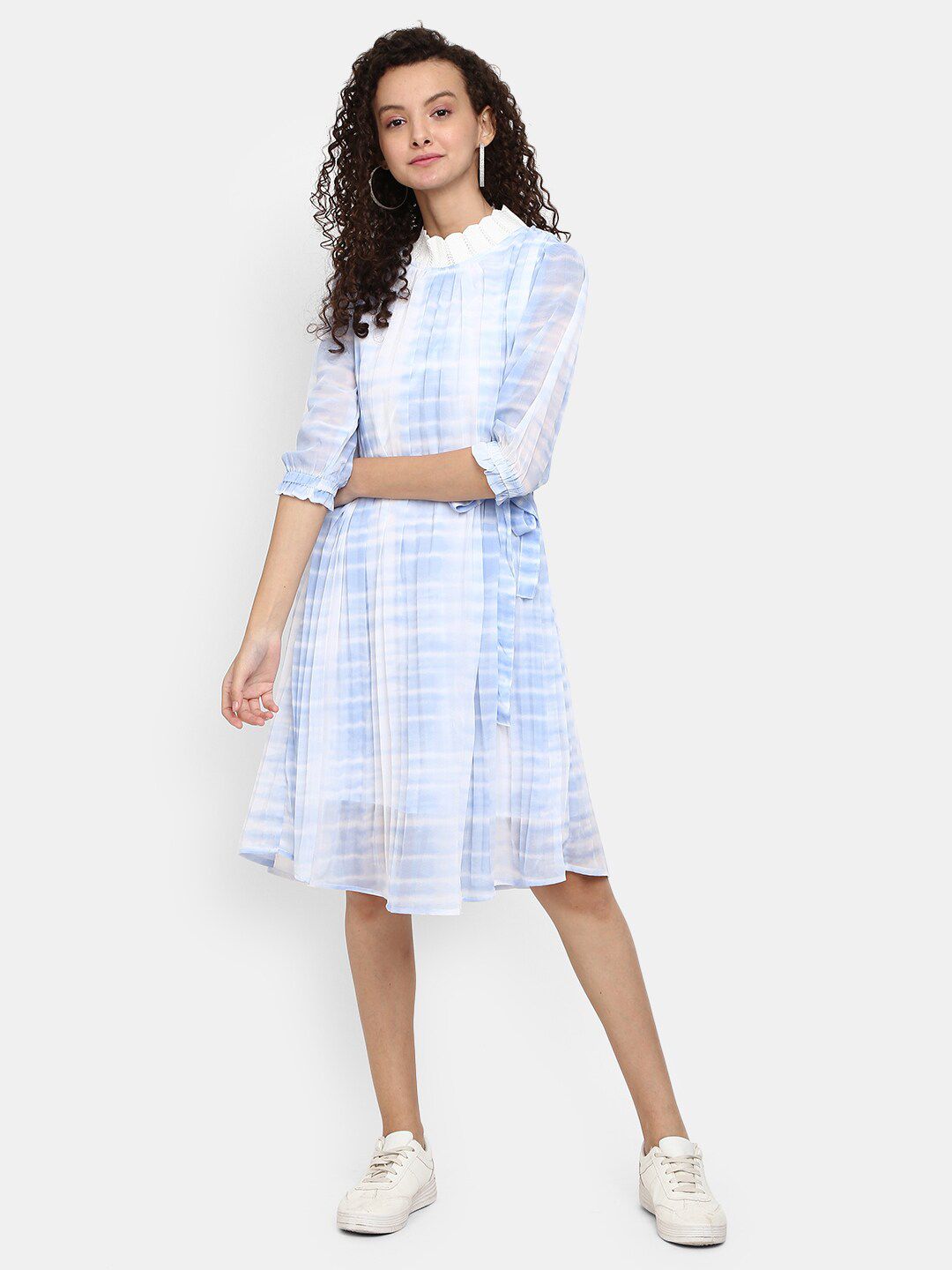 V-Mart Blue Tie and Dye Dyed A-Line Dress Price in India
