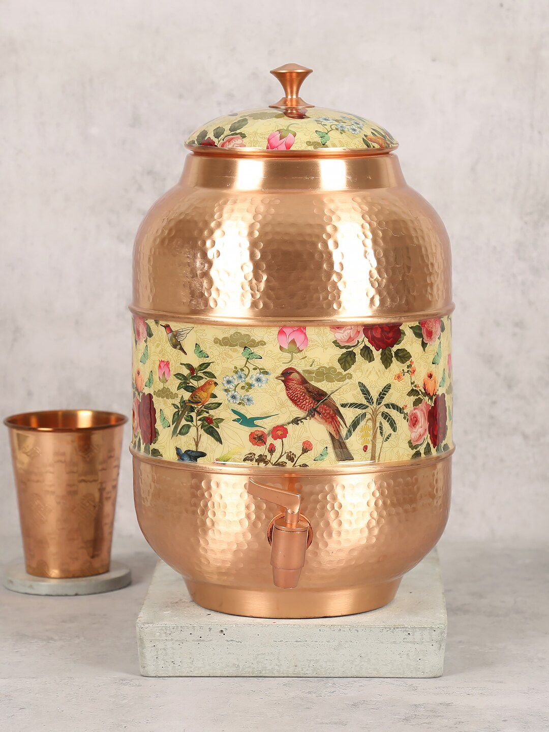 India Circus by Krsnaa Mehta Metallic-Colored & Red Printed Copper Water Dispenser Price in India