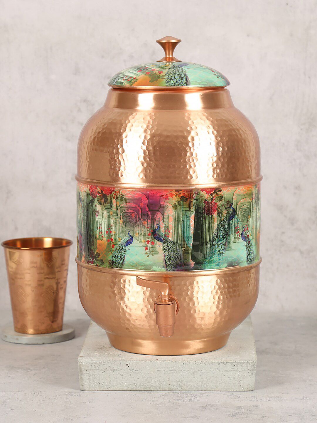 India Circus by Krsnaa Mehta Gold-Toned Graphic Printed Copper Water Dispenser Price in India