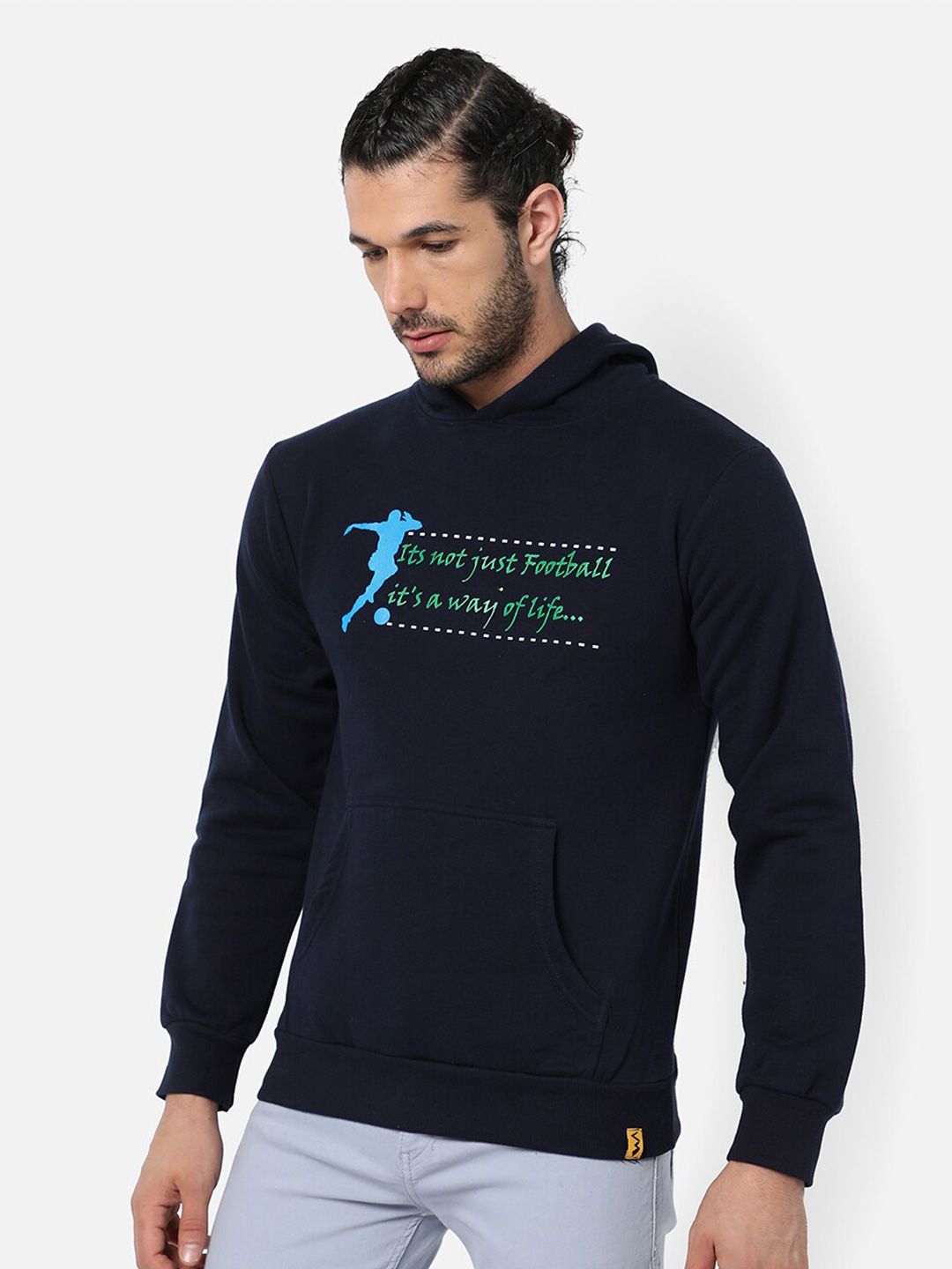 CAHOOT Men Blue Hooded Sweatshirt