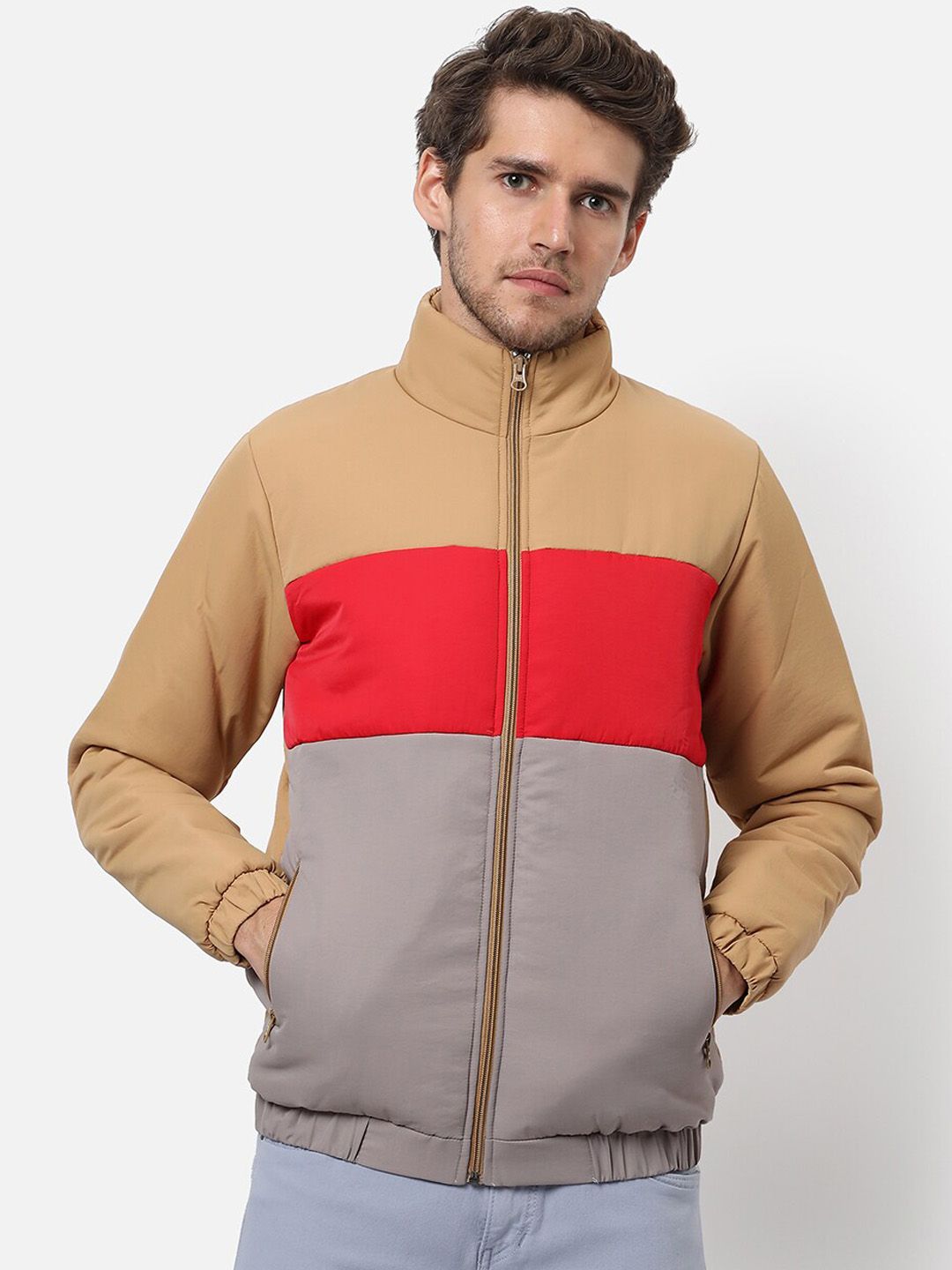 CAHOOT Men Multicoloured Colourblocked Windcheater Outdoor Bomber Jacket