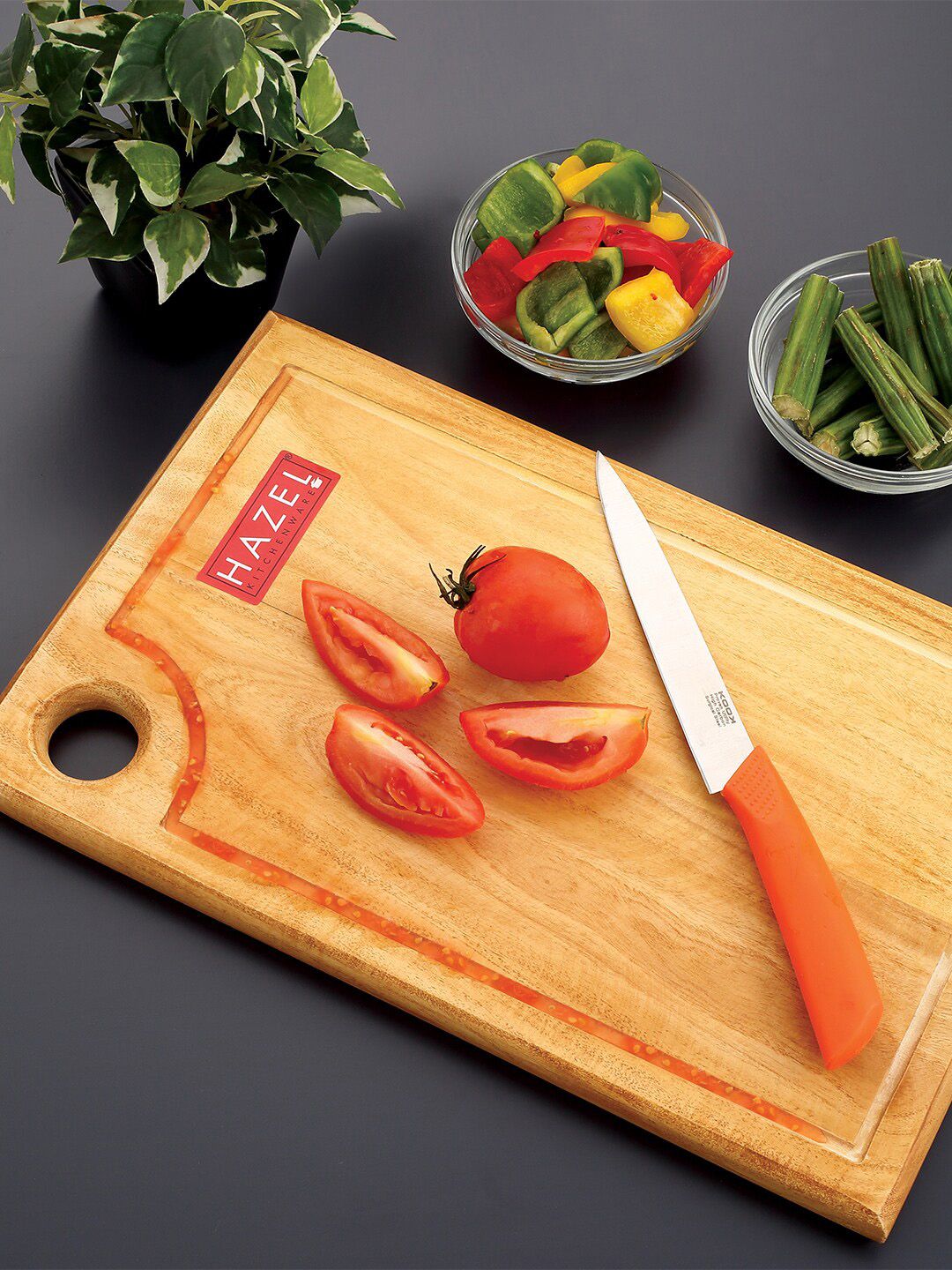 HAZEL Beige Solid Neem Wooden Chopping Board Price in India