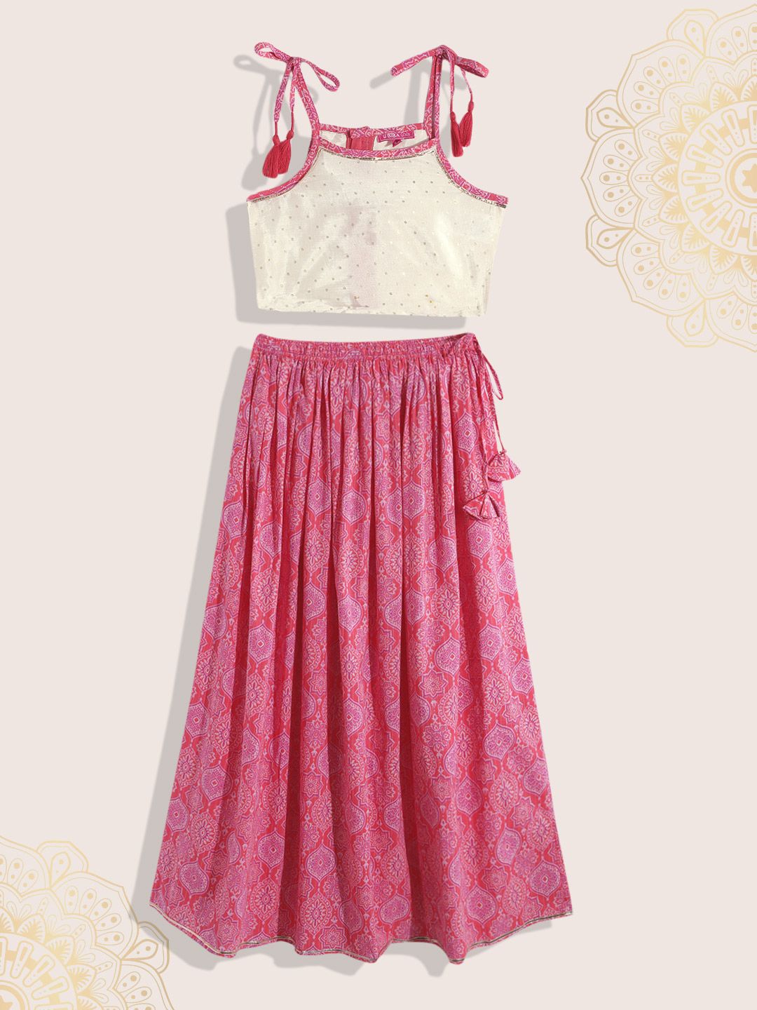 Biba Girls Ethnic Motif Printed Ready to Wear Lehenga & Blouse