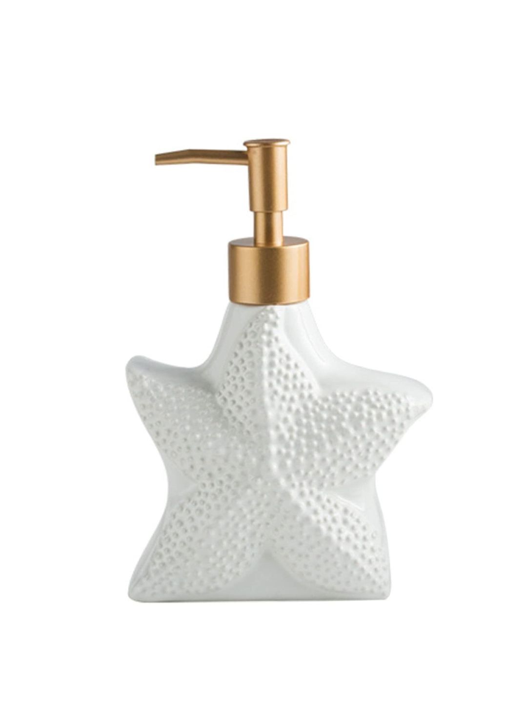 FabSeasons White Textured Ocean Theme Starfish Marble Finish Ceramic Soap Dispenser Price in India