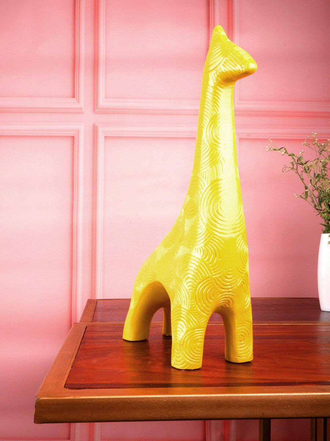 THE WHITE INK DECOR Ziraffe Figurine Yellow Showpieces Price in India