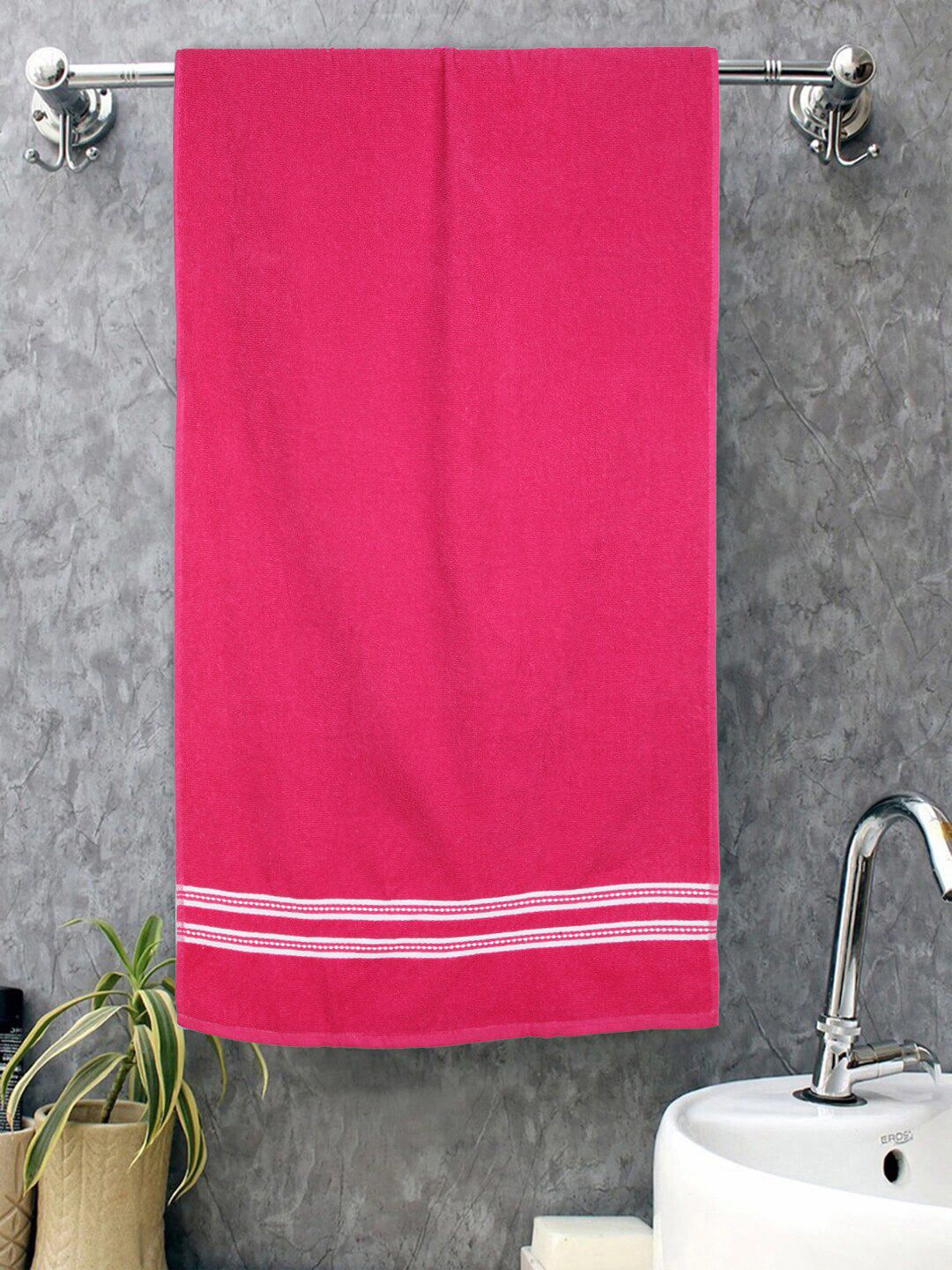 ROMEE Pink Solid Cotton 500 GSM Bath Towel Price in India