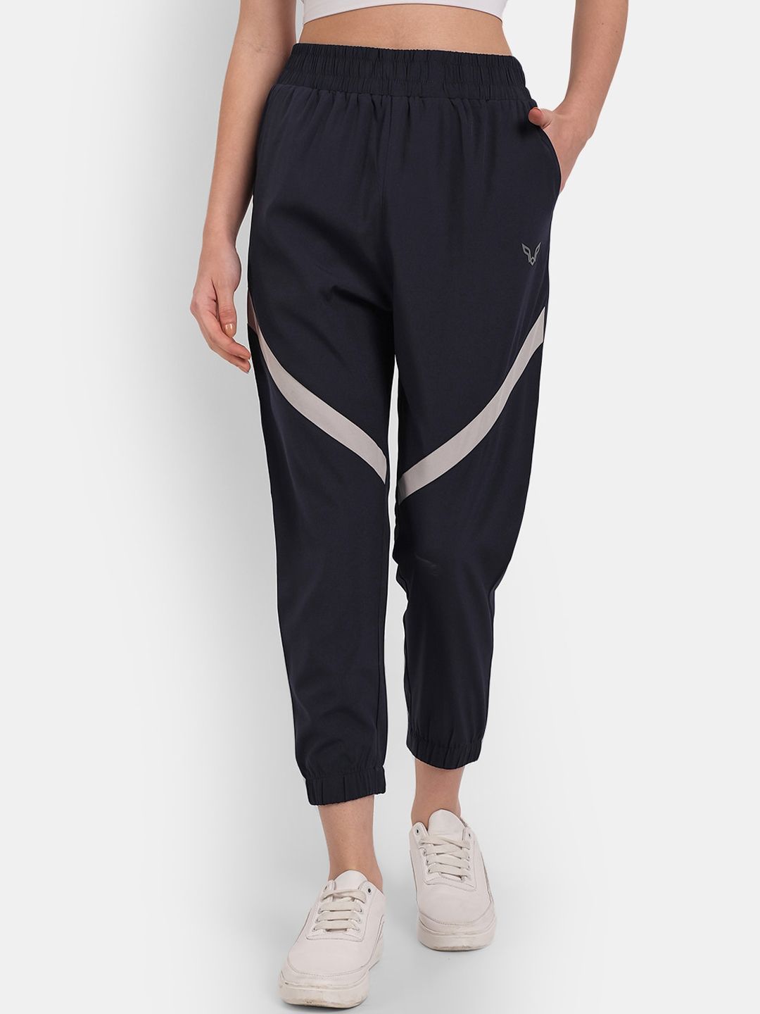 MKKO Women Navy Blue Solid regular Fit Training & Gym Jogger Track Pants Price in India