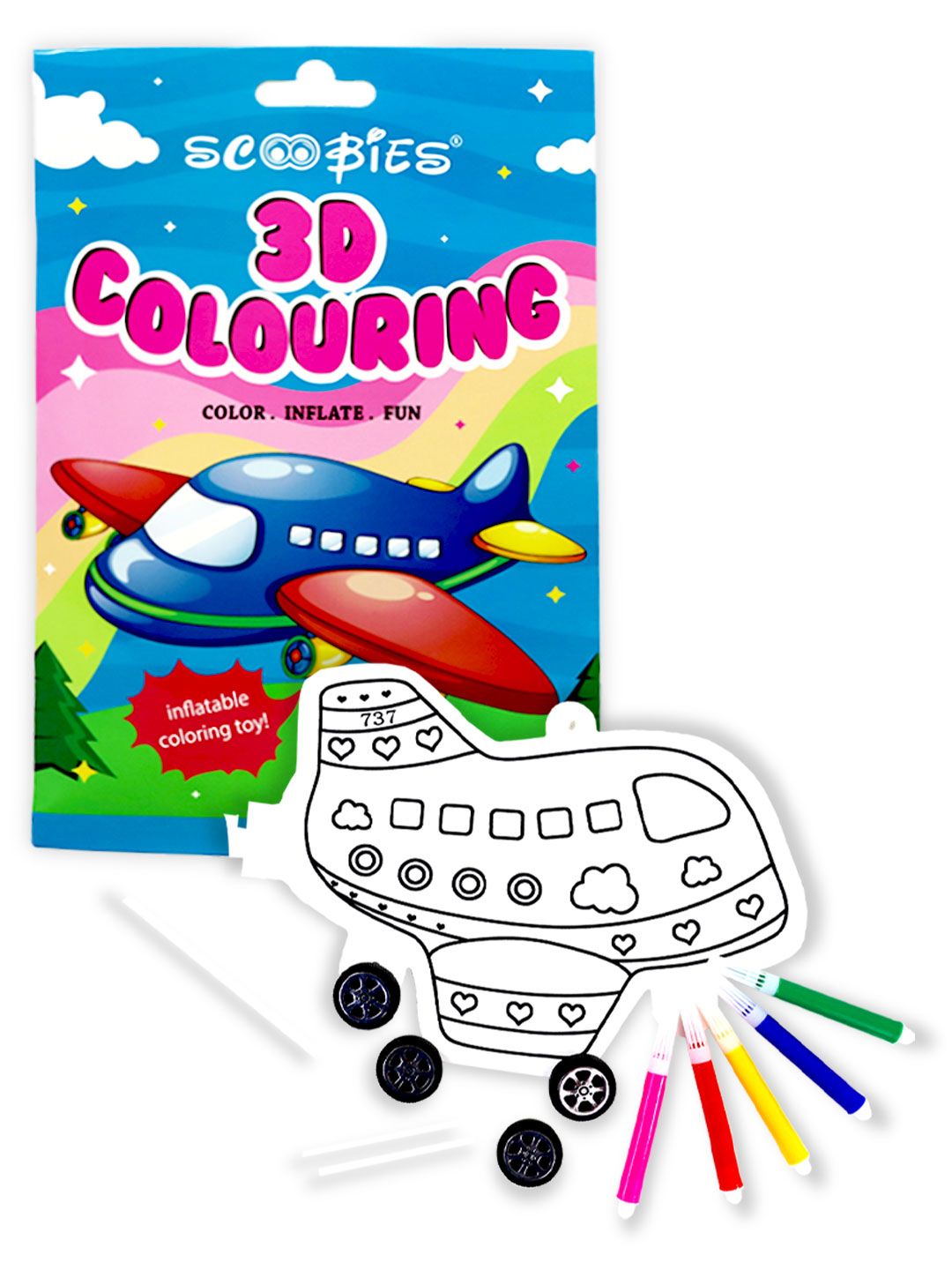 SCOOBIES Kids White Inflatables Plane Activity Toys and Games