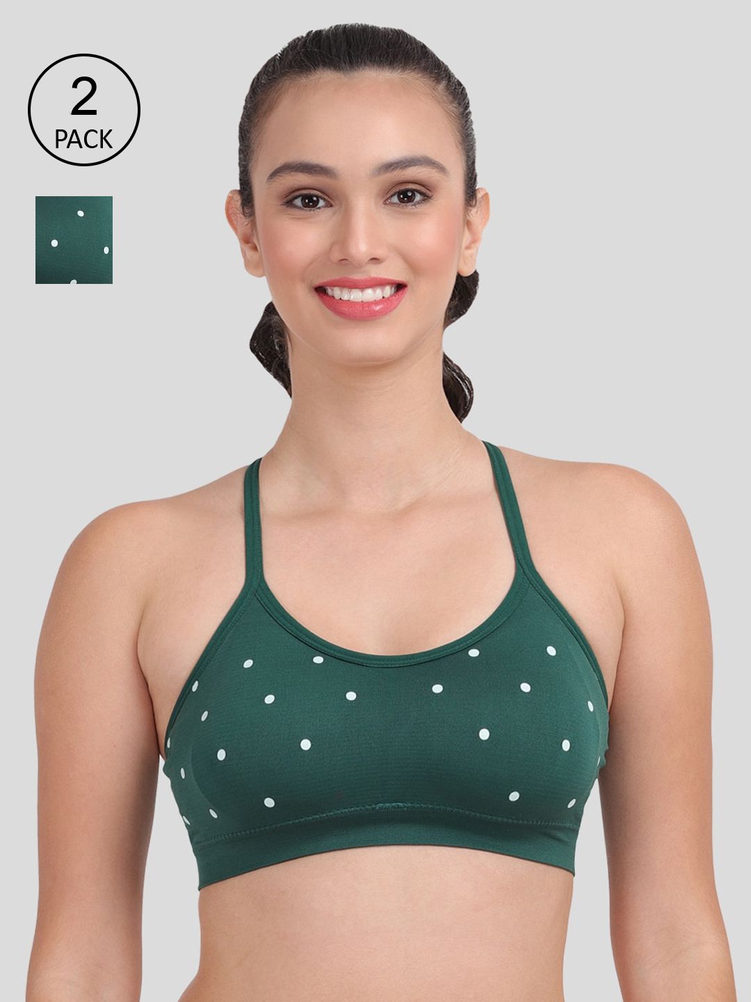 Amour Secret Set of 2 Green & White Lightly Padded Bra Price in India