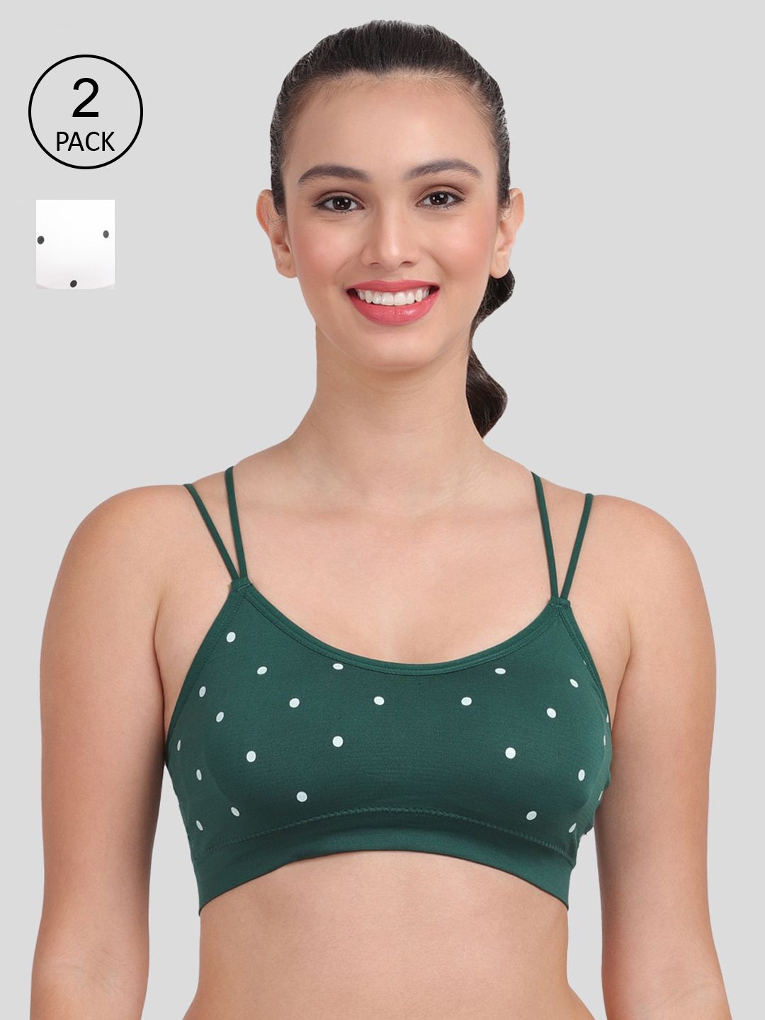 Amour Secret Pack of 2 White & Green Rapid-Dry Moisture Wicking Sports Bra Price in India