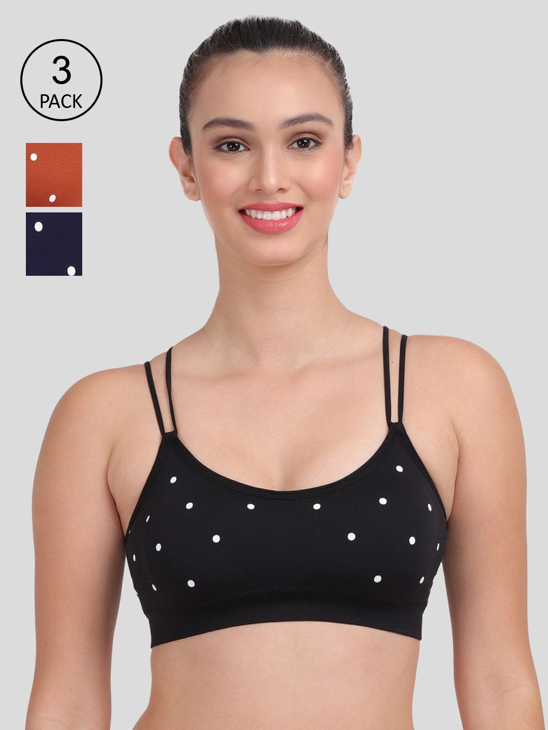 Amour Secret Women Pack Of 3 Lightly Padded & Non-Wired Seamless Bra-S414B_Blk_Blu_Rst Price in India