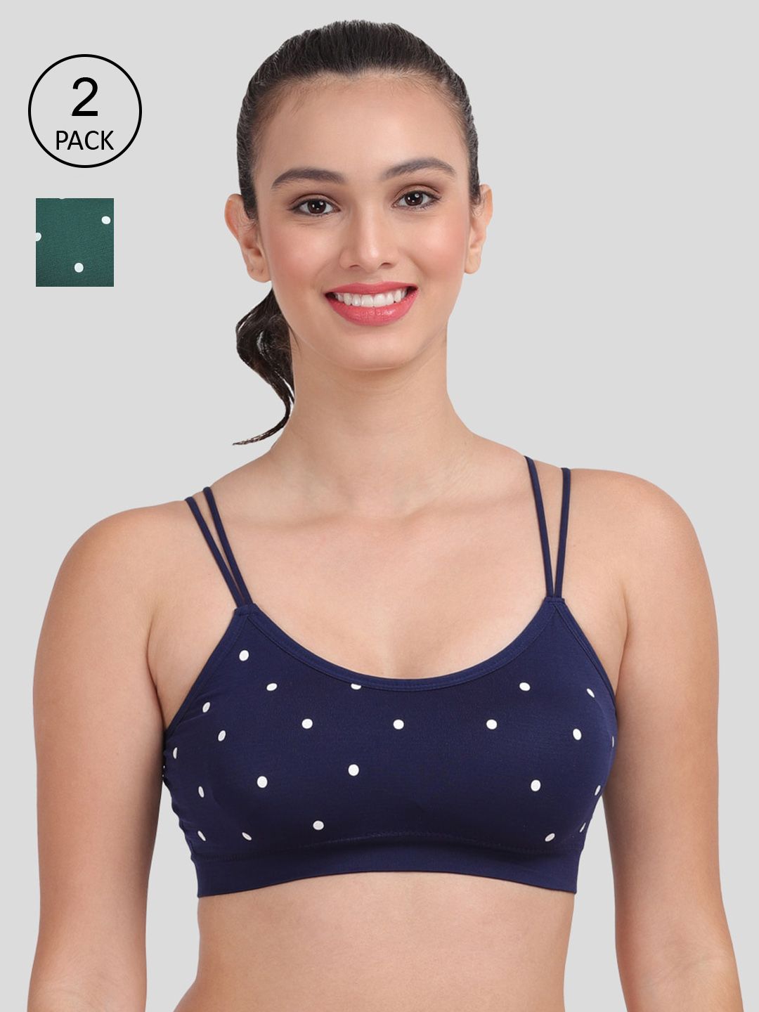 Amour Secret Pack Of 2 Blue & Green Lightly Padded & Non-Wired Seamless Bra-S414B_Blu_Grn Price in India