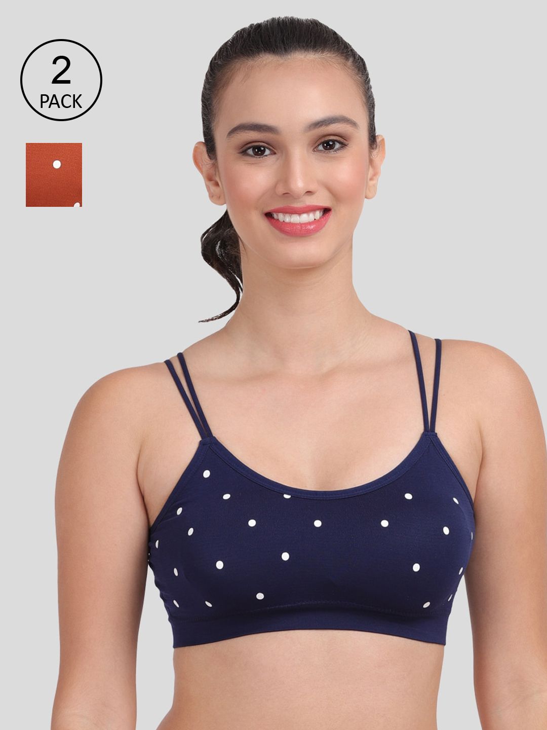 Amour Secret Pack of 2 Blue & Rust Bras Price in India