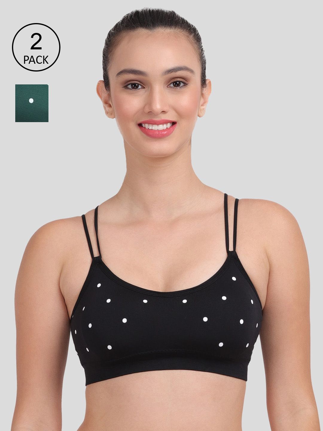 Amour Secret Pack Of 2 Green & Black Lightly Padded & Non-Wired Seamless Bra-S414B_Blk_Grn Price in India