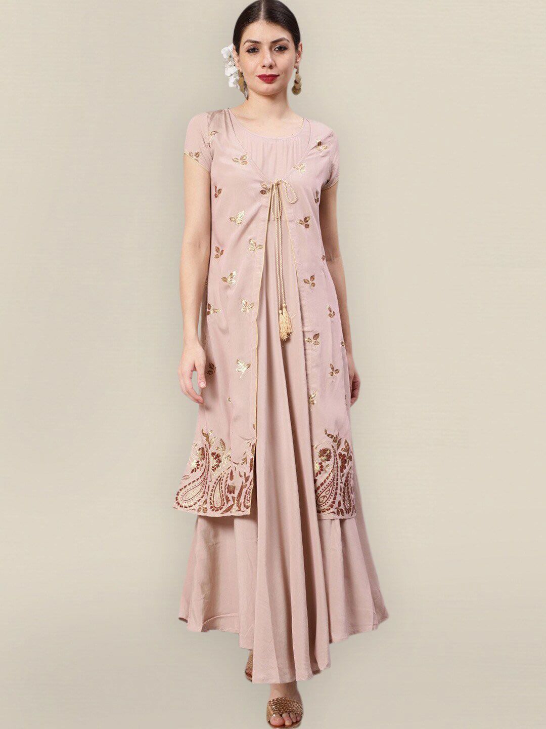 Sangria Nude-Coloured Floral Ethnic Maxi Dress Price in India