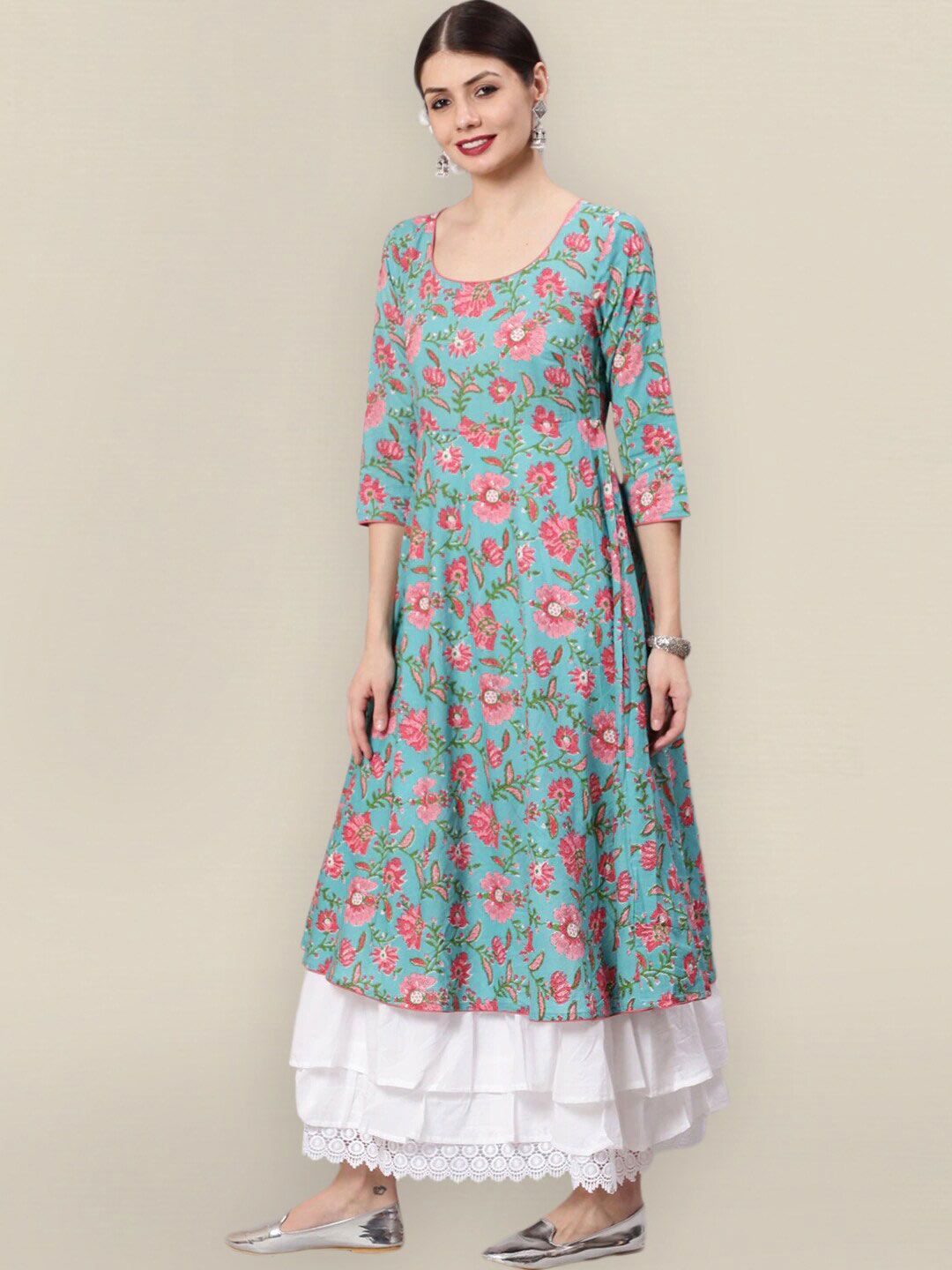 Sangria Blue Floral Maxi Dress Price in India