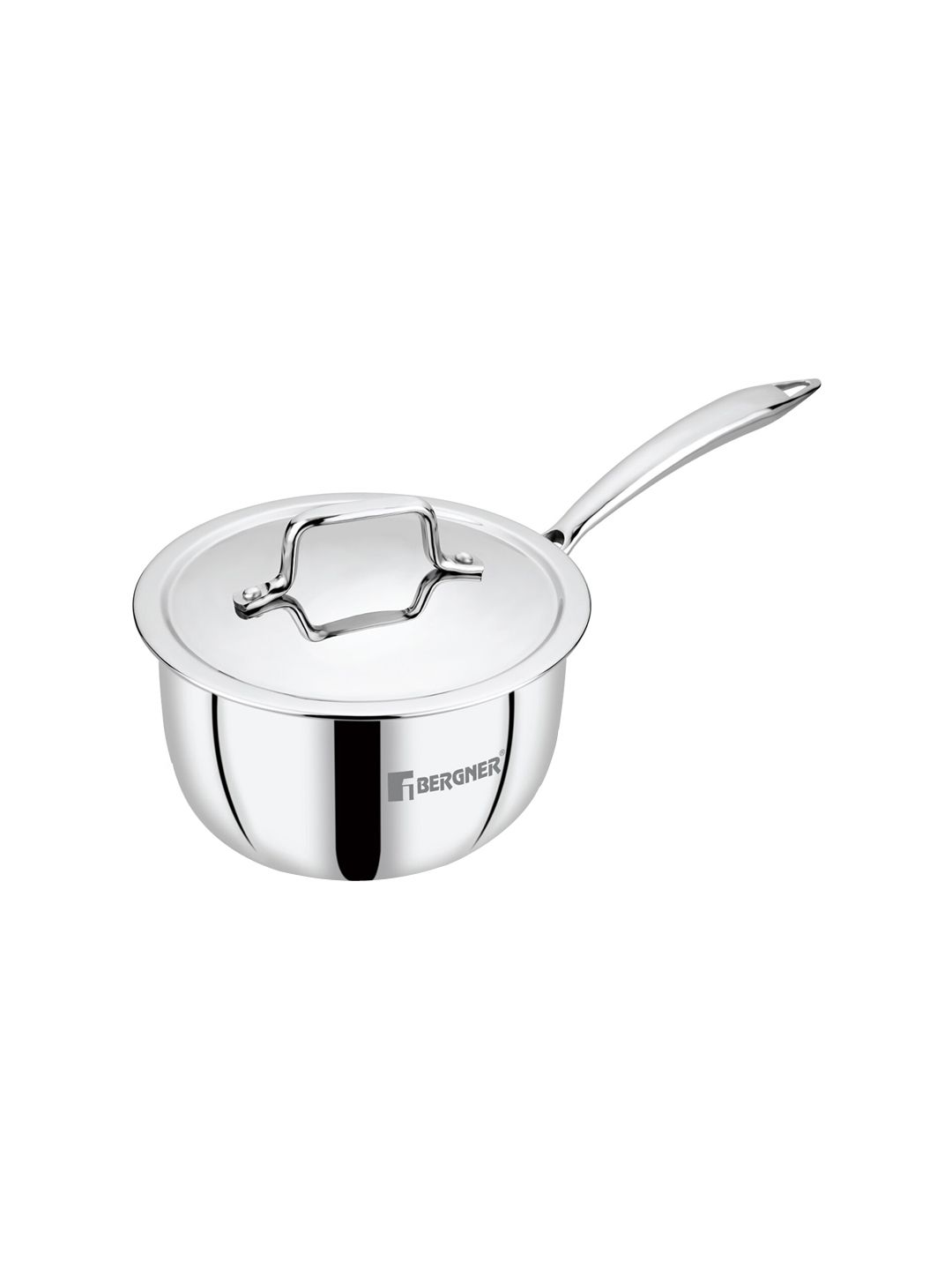 BERGNER Silver-Toned Solid Tri-Ply Stainless Steel Saucepan With Lid Price in India