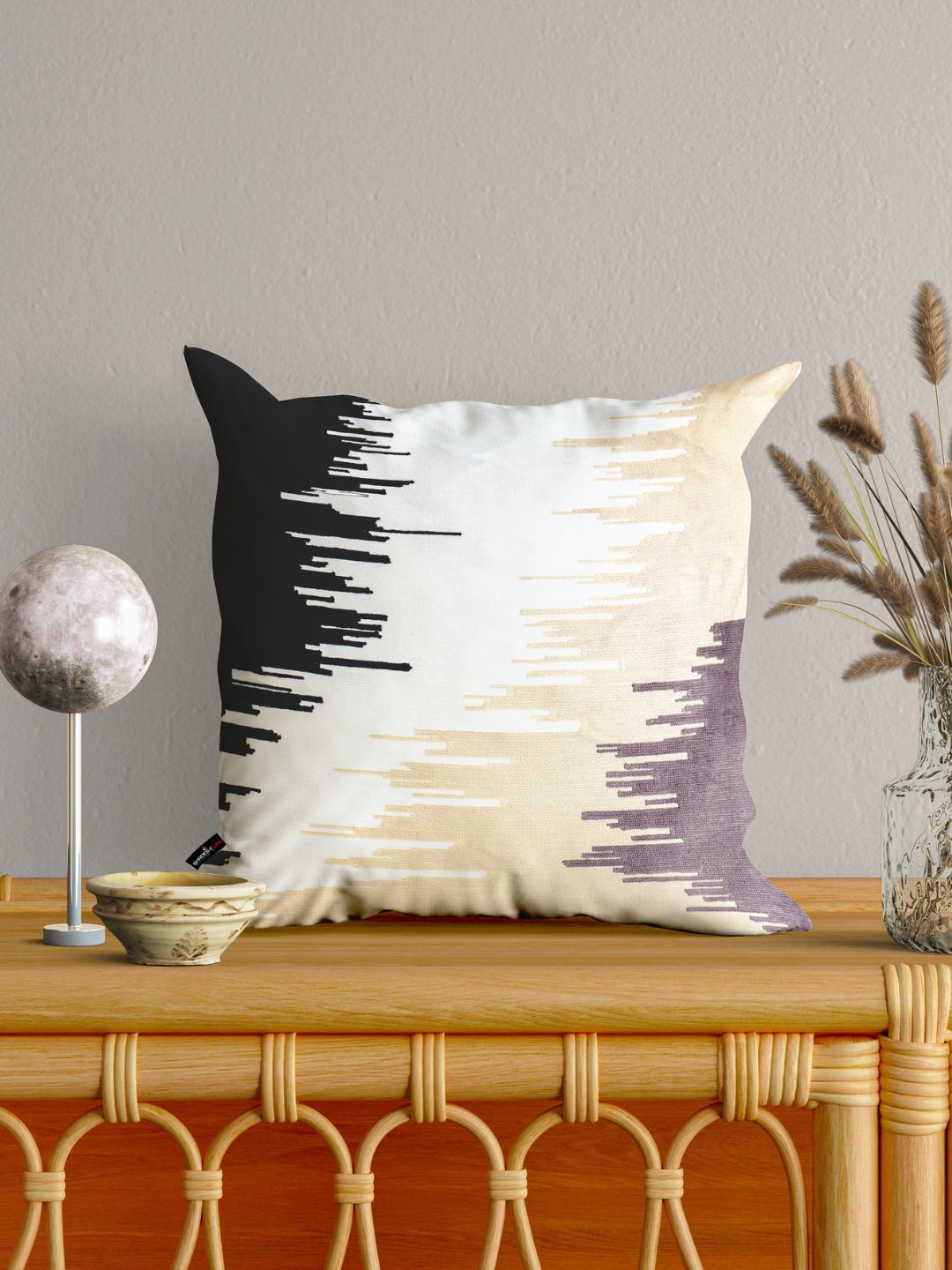 SHADES of LIFE Black & White Set of 2 Abstract Square Cushion Covers Price in India