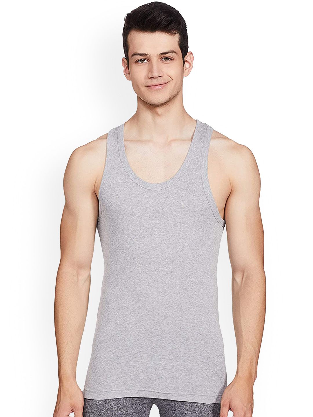Macroman M-Series Men Grey Solid Cotton Innerwear Basic Vests