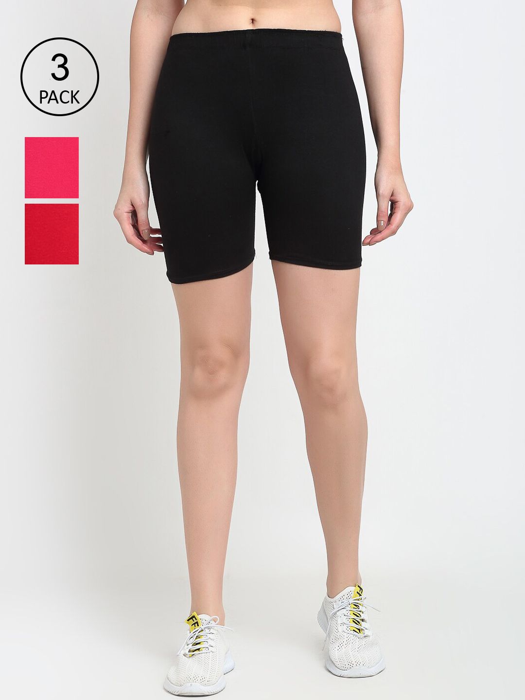 GRACIT Women Pack Of 3 Solid Cycling Sports Shorts Price in India