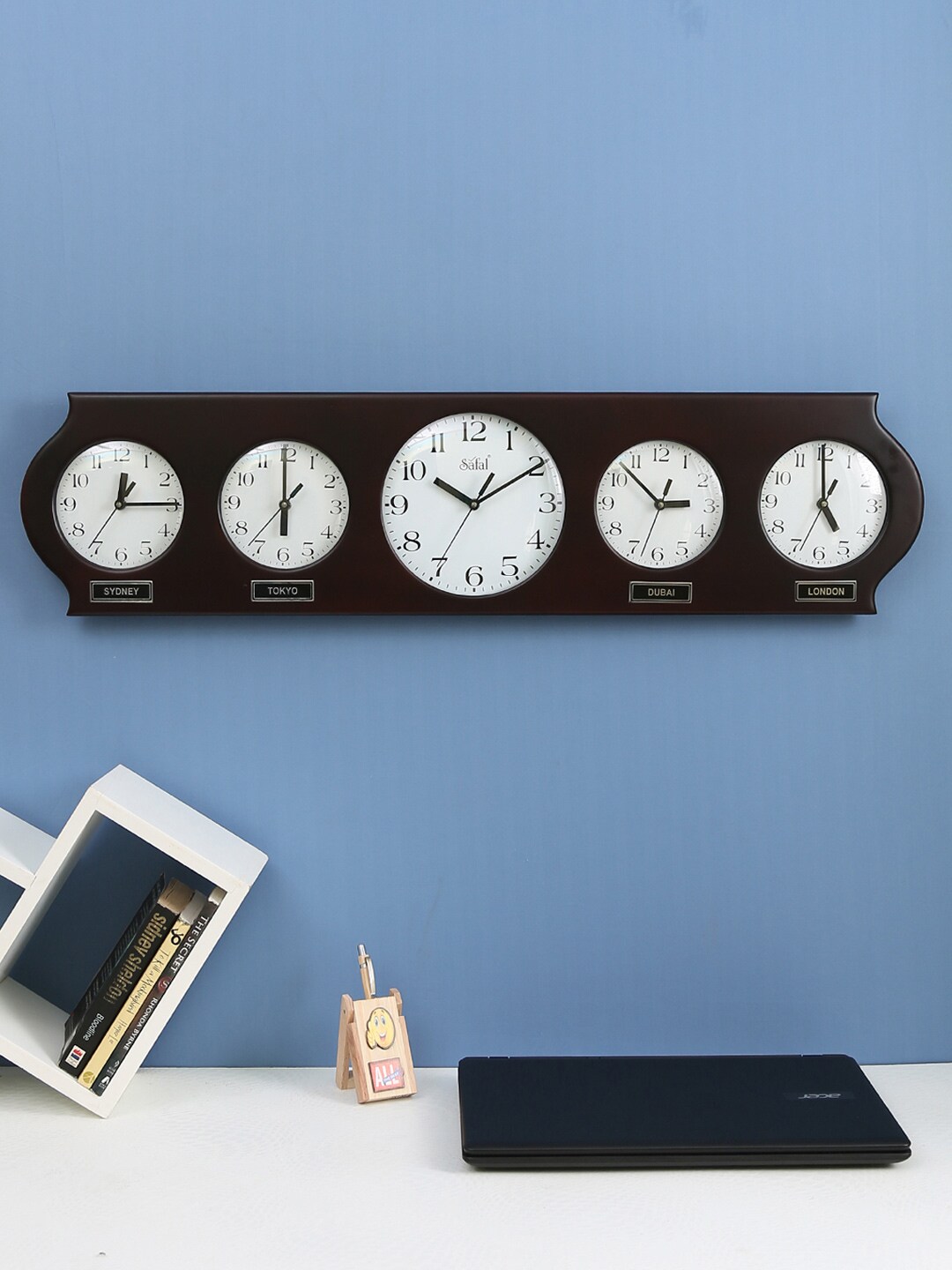 Safal White Dial Wooden 84 x 21 cm Analogue Wall Clock Price in India