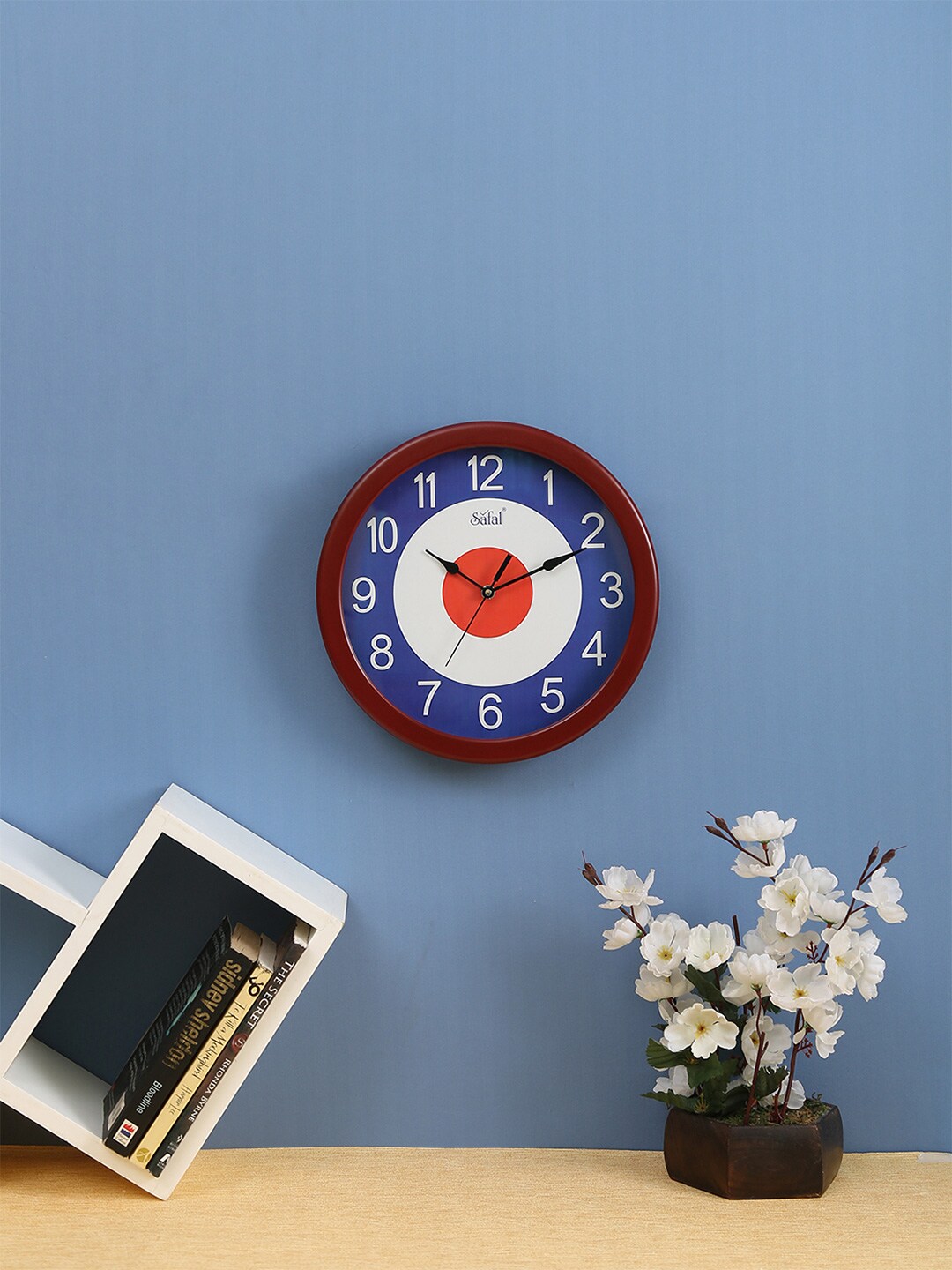 Safal White & Red Round Analogue Wall Clock Price in India