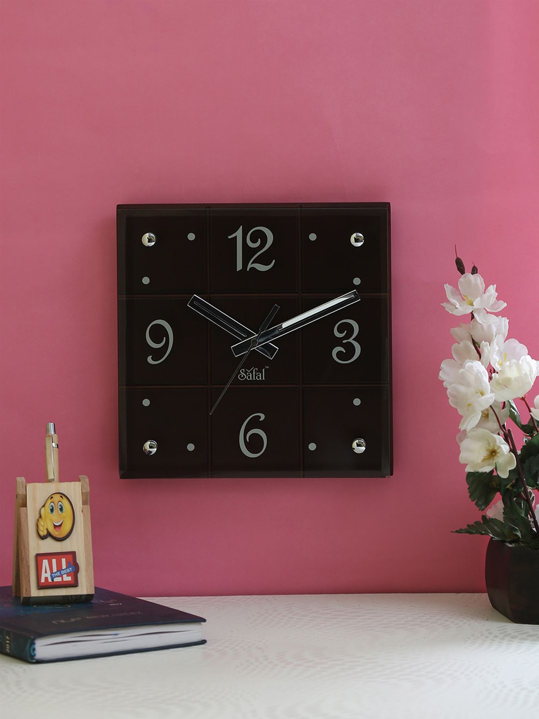 Safal Brown Dial Wooden 23 x 23 cm Analogue Wall Clock Price in India