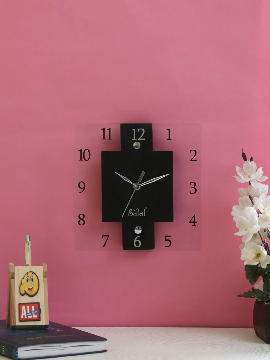 Safal Brown Square Analogue Wall Clock Price in India