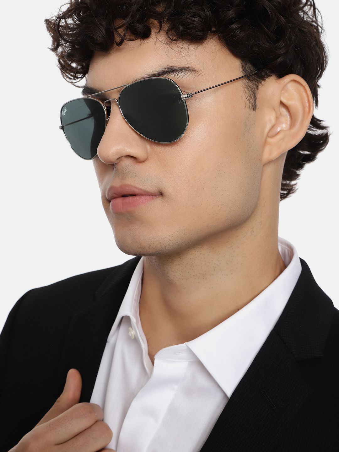 RESIST EYEWEAR Unisex Black Lens & Silver-Toned Aviator Sunglasses with UV Protected Lens